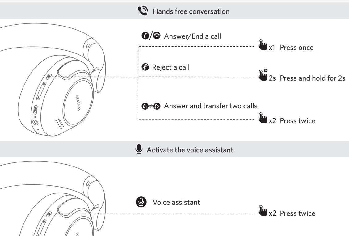 EarFun Wave Pro Active Noise Canceling Headphones, Wireless Over Ear Bluetooth Headphones, LDAC Hi-Res Sound, 5 Mics AI Clear Call, 80H Playtime, Multipoint Connection customer photo 2