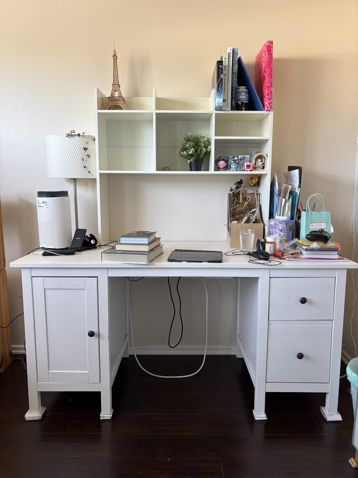 ChooChoo Desk Hutch Dorm, Desktop Bookshelf with 7 Shelves | Desktop Shelf, Bookshelf Storage for College Dorm Office Home, White customer photo 1