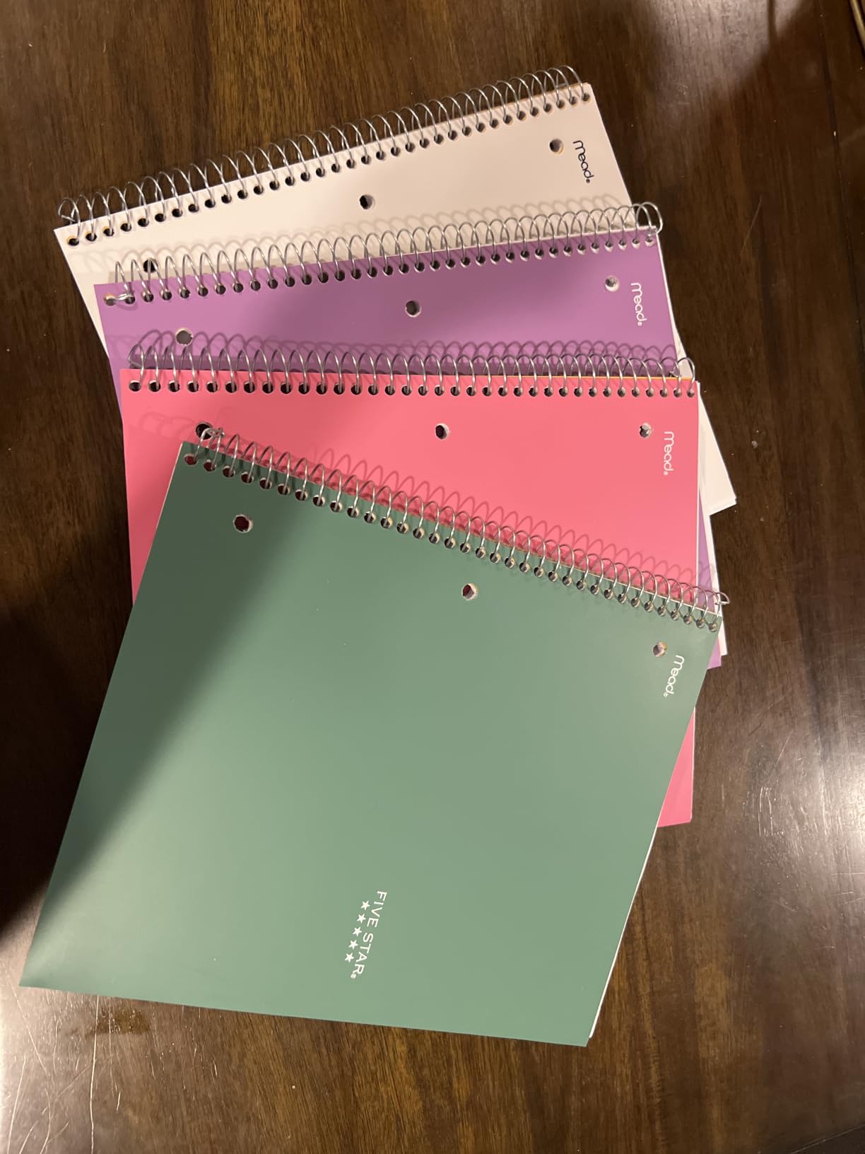 Five Star Spiral Notebook + Study App, 100 Sheets, 1 Subject, College Ruled Paper, Fights Ink Bleed, Water Resistant Cover, Purple, Pink, White & Green, 4 Pack customer photo 2