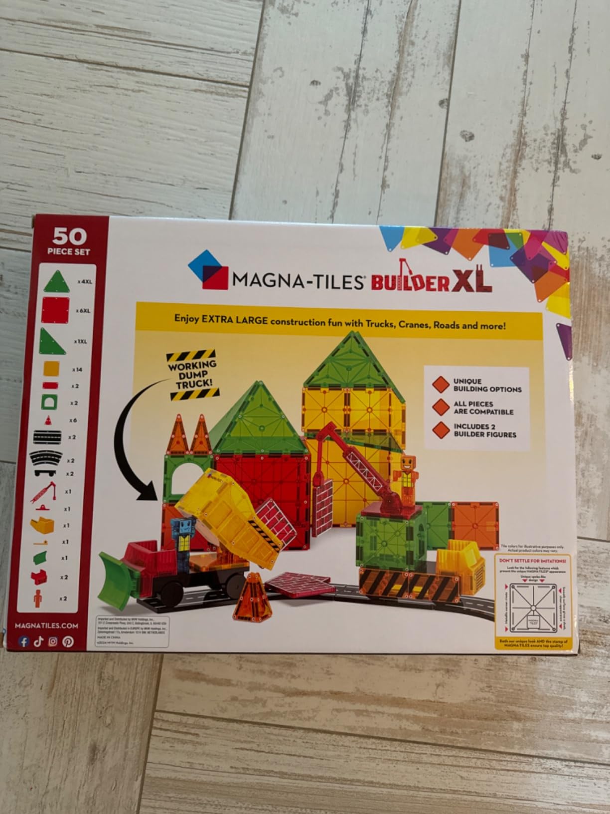 MAGNA-TILES Builder XL 50-Piece Magnetic Construction Set, The Original Magnetic Building Brand customer photo 1