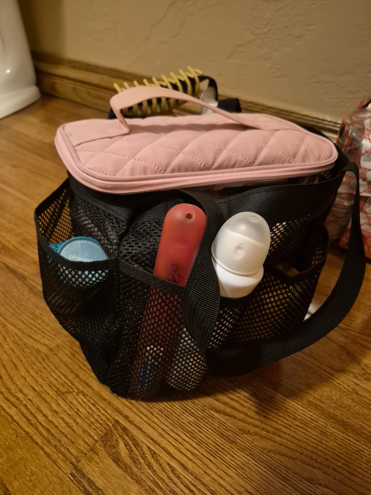 Fammart Mesh Shower Caddy Portable for College Dorm Room Essentials, Odorless Polyester Large Shower Tote Bag with Dual Handles, 8-Pocket Quick-Dry Toiletry Organizer for Travel, Beach, Camping, Gym customer photo 1