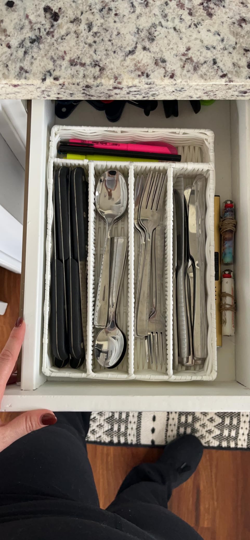 21 Pcs Black Silverware Sets with Organizer Spoon Fork Set Eating Utensils | 18/0 Stainless Steel Kitchen Cutlery Silverware Set Matte Black Dish Flatware Sets for 4 Tableware Forks Spoon and Knives Set customer photo 2