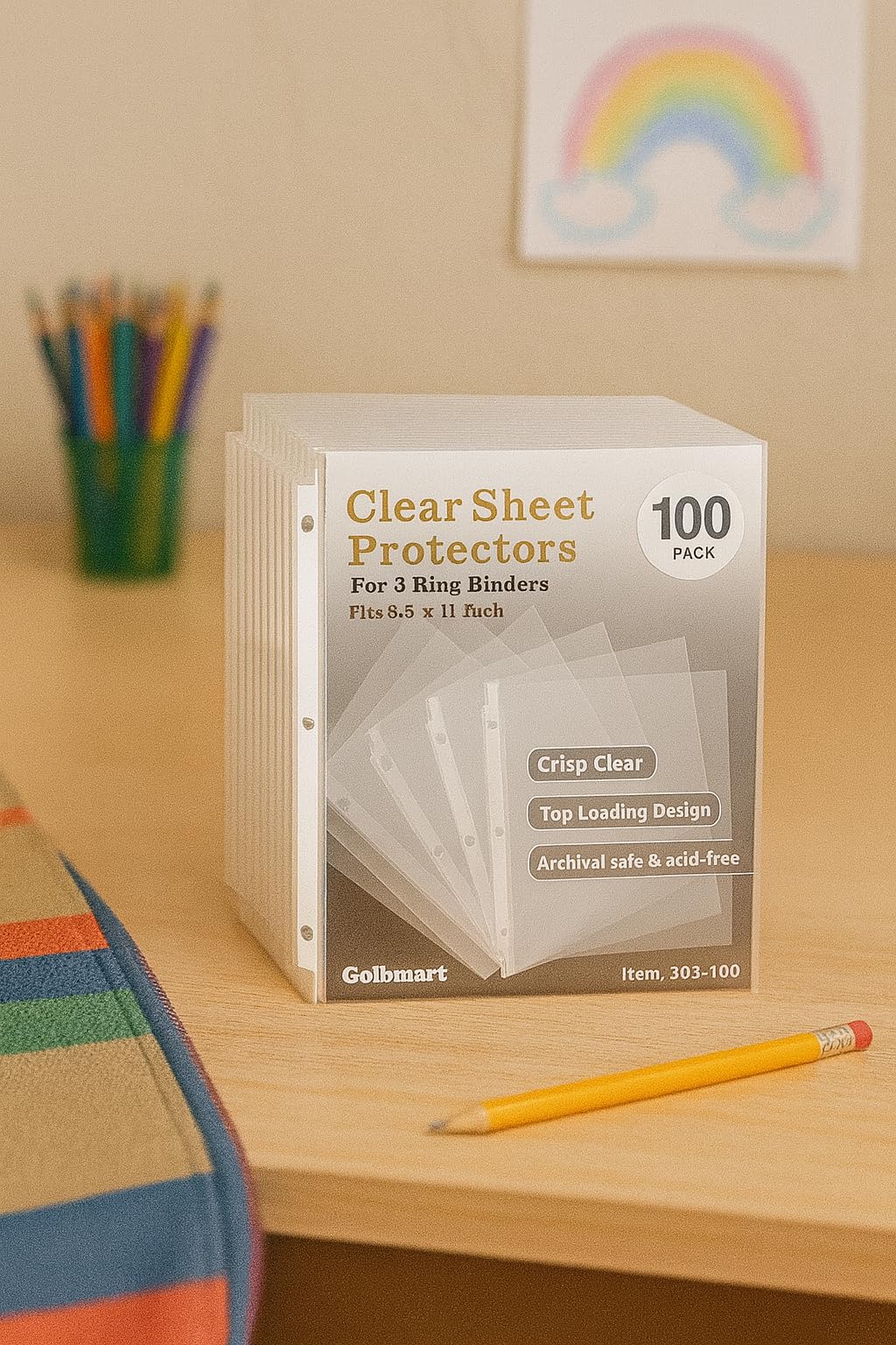 Golbsart Sheet Protectors 8.5 x 11, Page Protectors for 3 Ring Binder 100ct | Heavy Duty Clear Plastic Binder Sleeves Top-Loading Reinforced 3-Hole Edge for 3 Ring Binder, Letter Size Document Protection customer photo 1