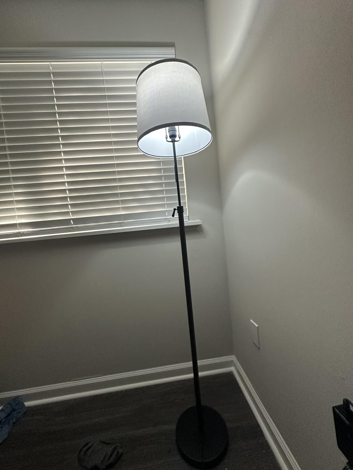 JUNNAI Floor Lamps for Living Room, Black Floor Lamp Adjustable Height Standing Lamp, Dimmable Modern Tall Floor Lamp for Bedroom Office with Beige Linen Shade, 8W 3000K Bulb Included customer photo 2