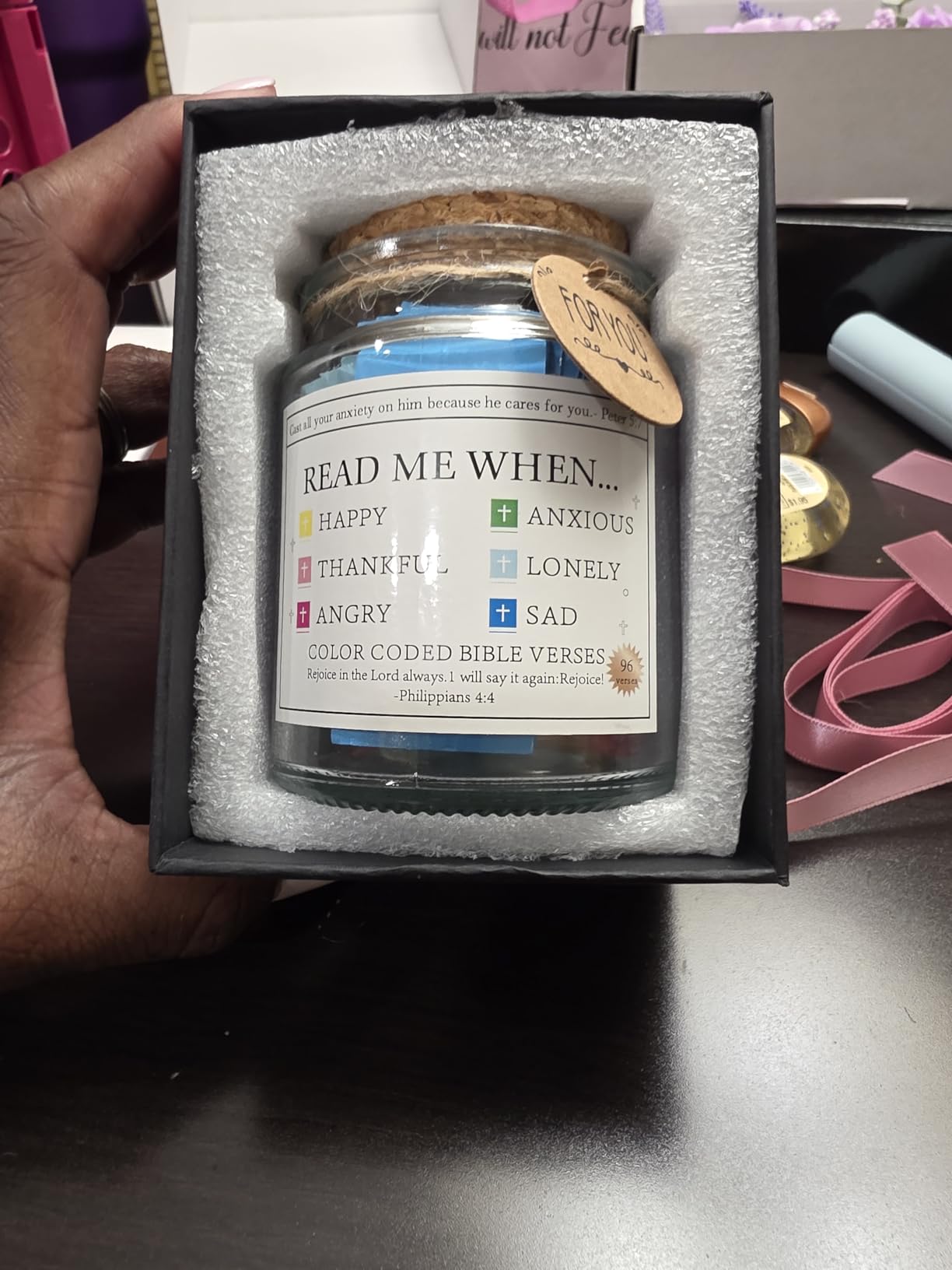 Bible Verse Jar - Read Me When Bible Verses Jar for Daily Encouragement customer photo 1