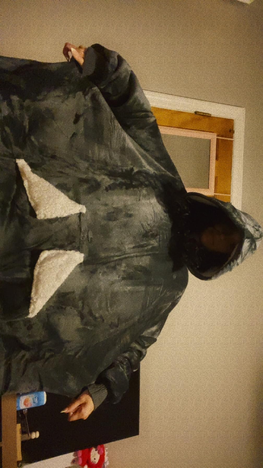 Wearable Blanket Hoodie as Gifts for Women, Long Sherpa Fleece Hooded Blankets with Oversize Hood and Pocket, Warm and Cozy Sweatshirt with Belt, Winter Gift customer photo 1