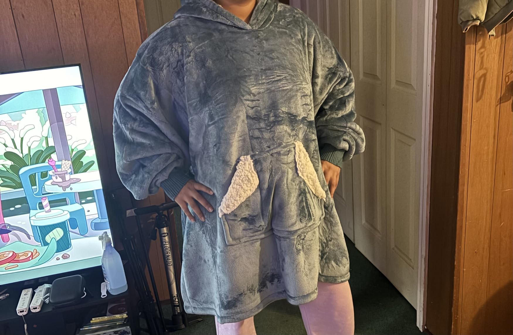 Wearable Blanket Hoodie as Gifts for Women, Long Sherpa Fleece Hooded Blankets with Oversize Hood and Pocket, Warm and Cozy Sweatshirt with Belt, Winter Gift customer photo 2