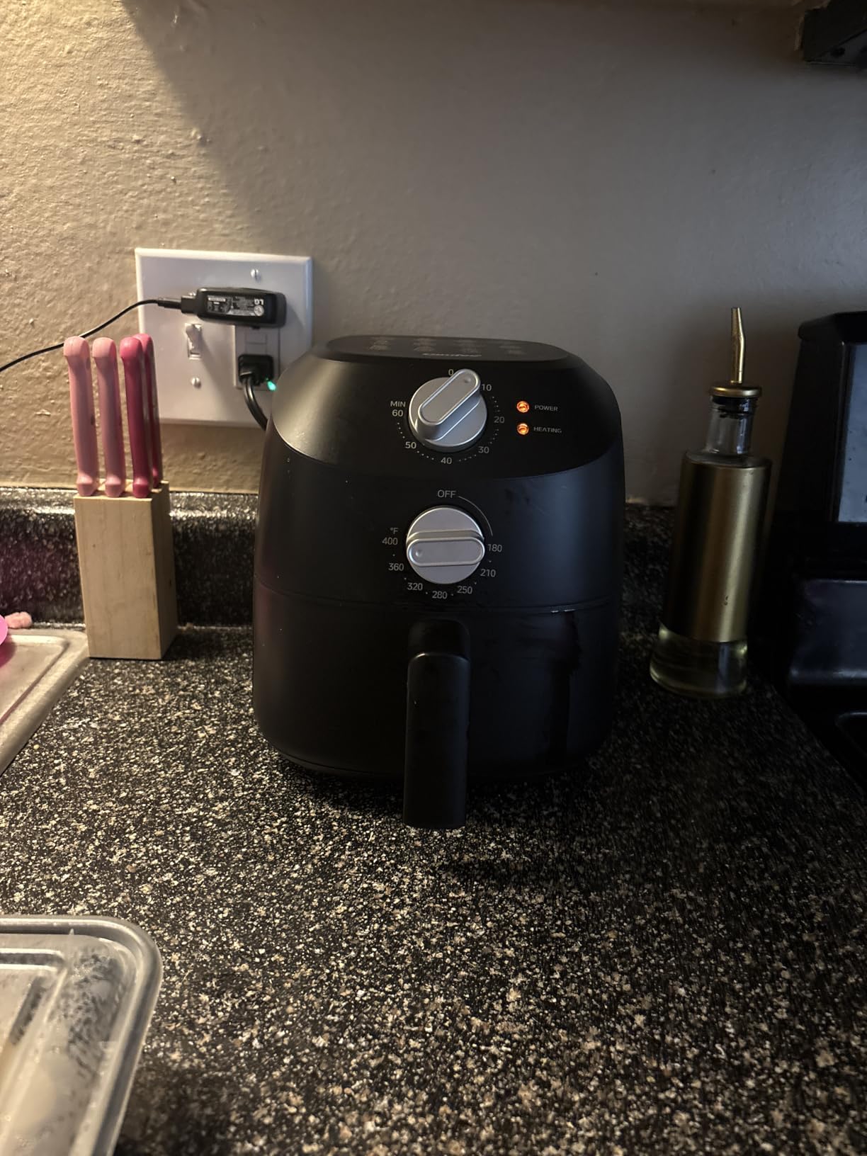 COMFEE' Compact 2.1-Quart Mini Air Fryer for Small Kitchens, Black | Compact size, knob control, perfect for 1-2 servings, built-in menu guide on top, nonstick basket, dishwasher-safe basket customer photo 1