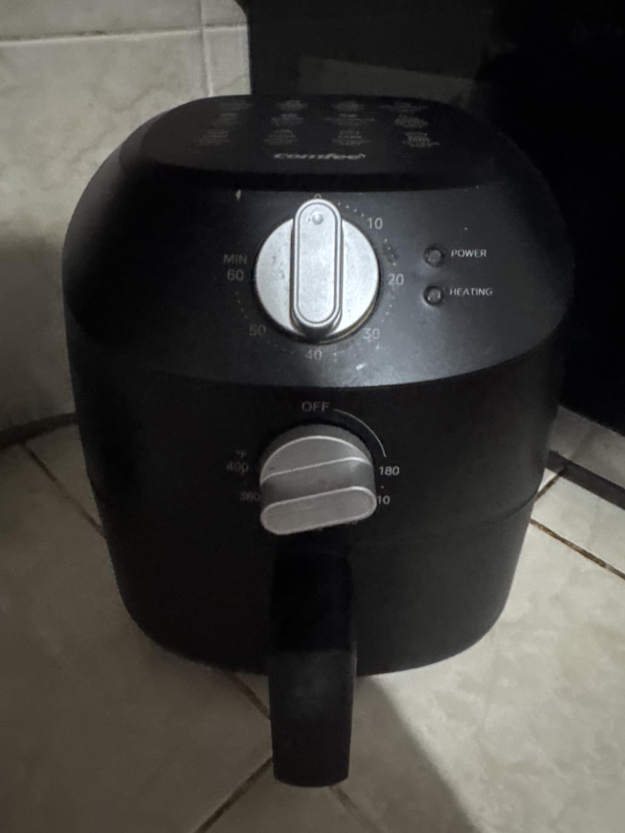 COMFEE' Compact 2.1-Quart Mini Air Fryer for Small Kitchens, Black | Compact size, knob control, perfect for 1-2 servings, built-in menu guide on top, nonstick basket, dishwasher-safe basket customer photo 2
