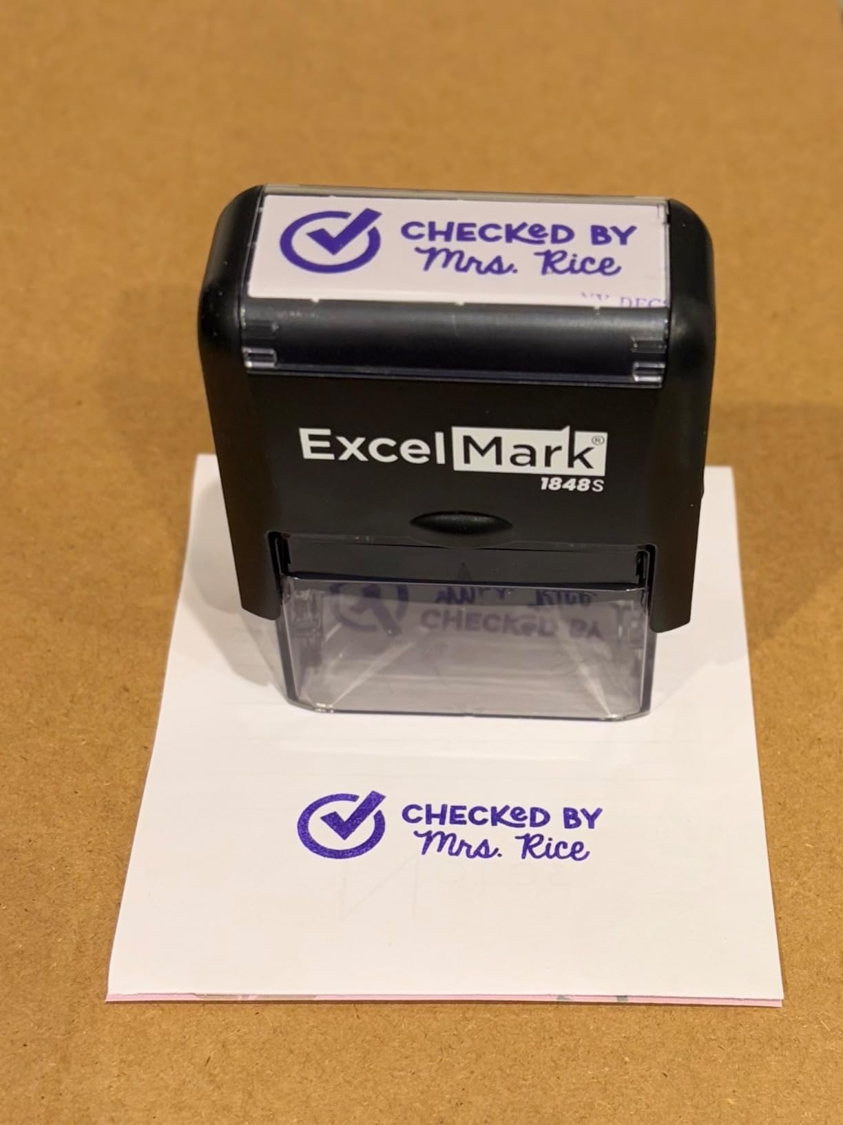 ExcelMark Personalized Teacher Stamp - Custom Checklist - Available in 11 Colors (Medium) customer photo 2