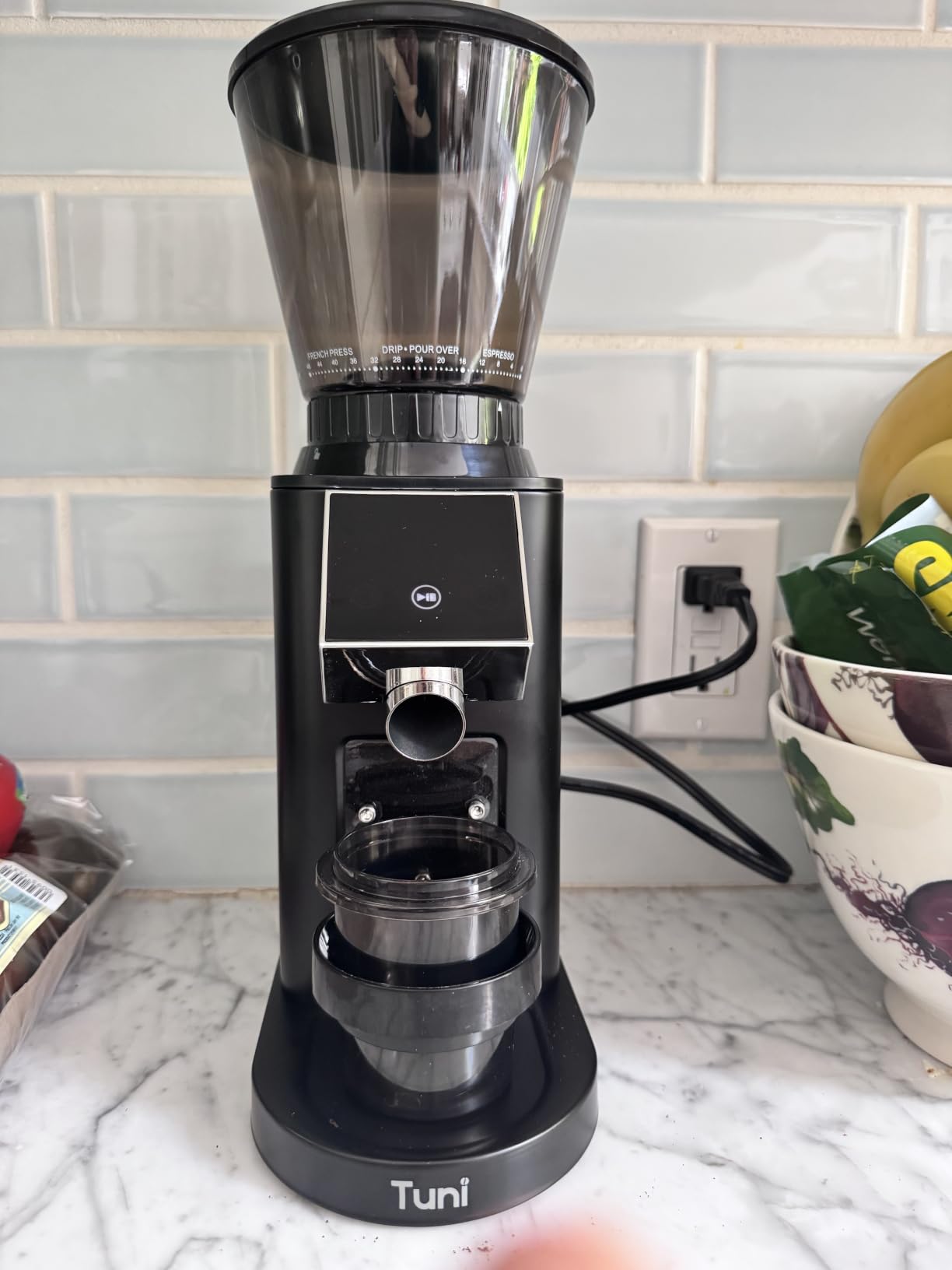 Tuni G1 Conical Burr Coffee Grinder with 48 Grind Settings, Silver | Anti-static Burr Espresso Mill, Electronic Timer and LED Touchscreen for Drip/Cold Brew/French Press, Stainless Steel customer photo 1