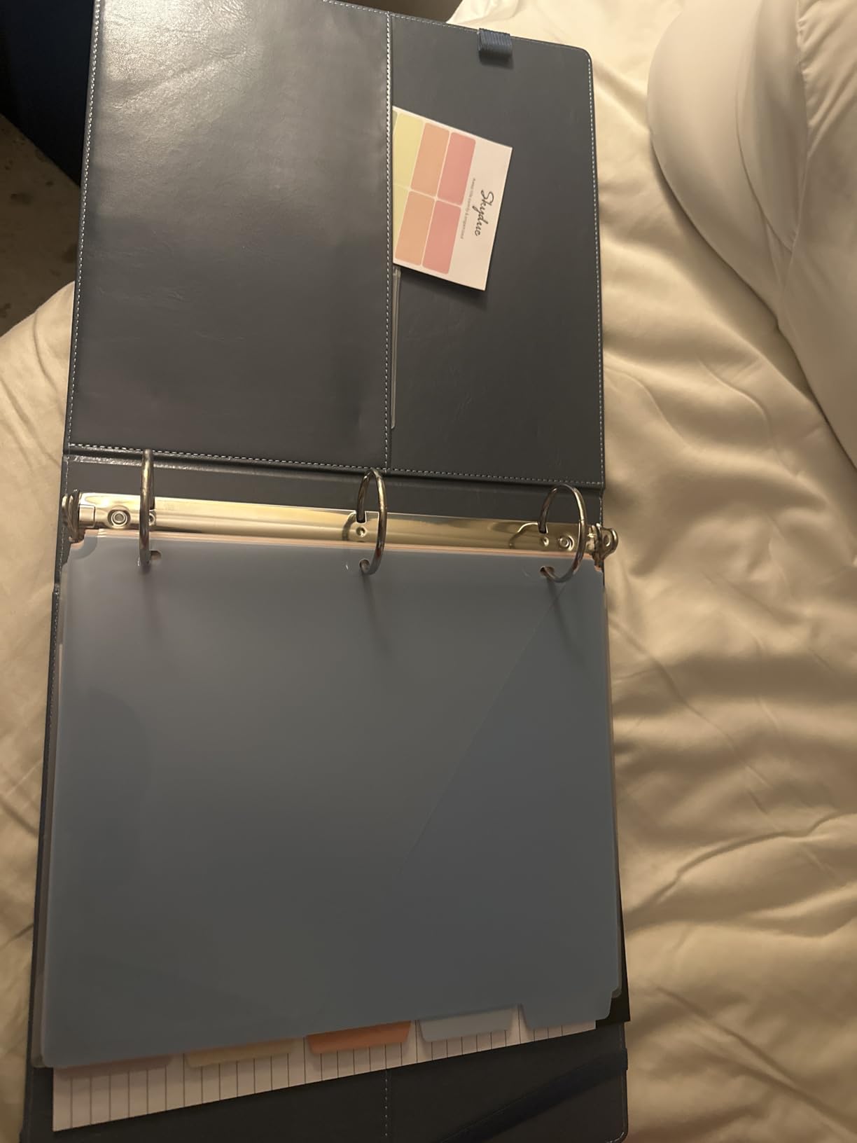 SKYDUE 3 Ring Binder with Clipboard, 2 Inch Heavy Duty Binder, PU Clipboard Binder with Notepad & 5 Dividers with 10 Pockets, Labels, Clipboard Folder Great for School Office (Fit Letter Sized Paper) customer photo 2