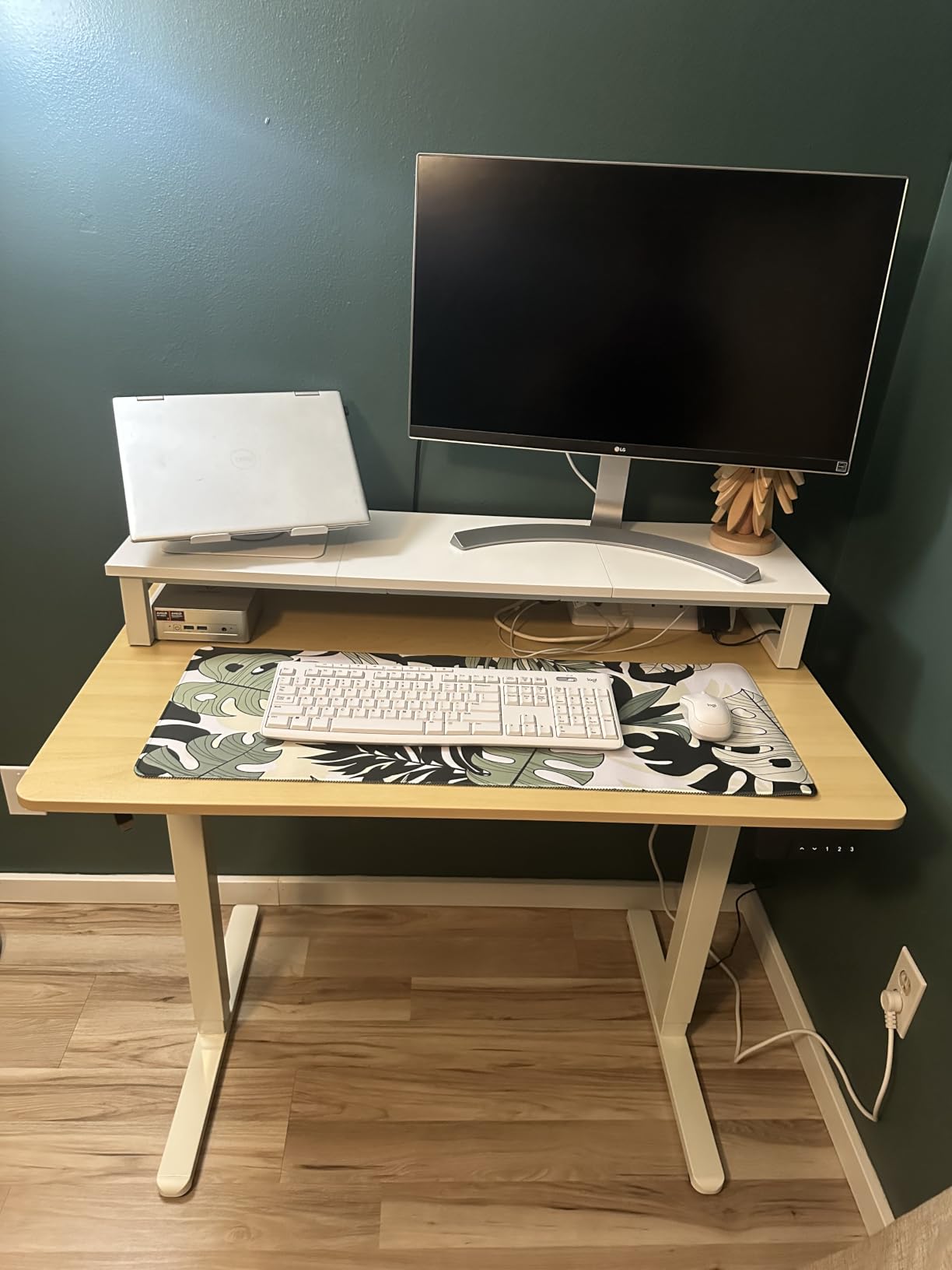 Kingant Standing Desk, 35x20 Inch Electric Height Adjustable Computer Desk | Ergonomic Small Sit Stand Desk Rising Desks for Home Office Stand Up Desk Computer Workstation with Cable Management customer photo 2