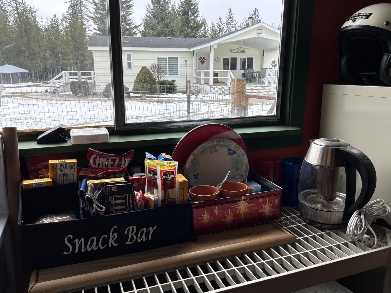 Snack Organizer for Countertop, Fabric Snack Bar Station with Handles, 6 Compartment Container, Black [Patent Pending] customer photo 2