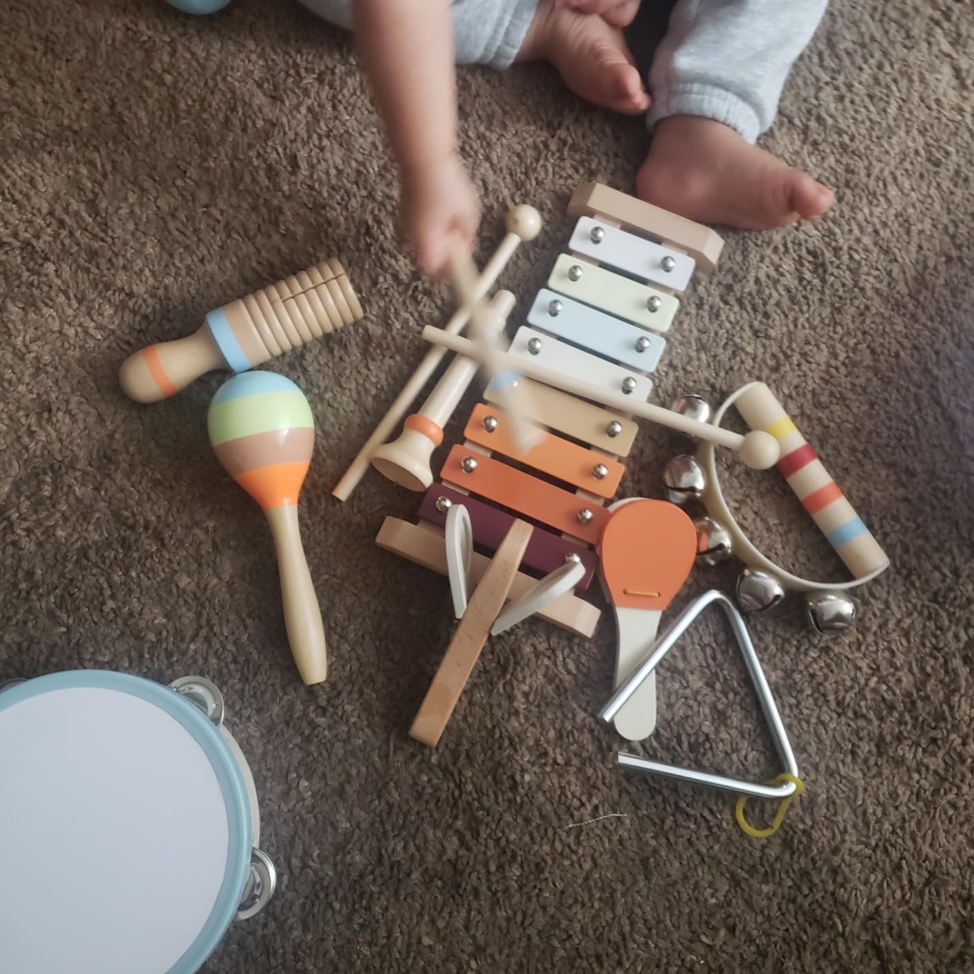 YHHYTOY Montessori Toys Wooden Baby Musical Instruments Set for Toddlers | 18 Month Old Toys Toddler Percussion Instruments, Xylophone Maracas Tambourine, Birthday Christmas Gifts for Girls Boys Kids customer photo 2