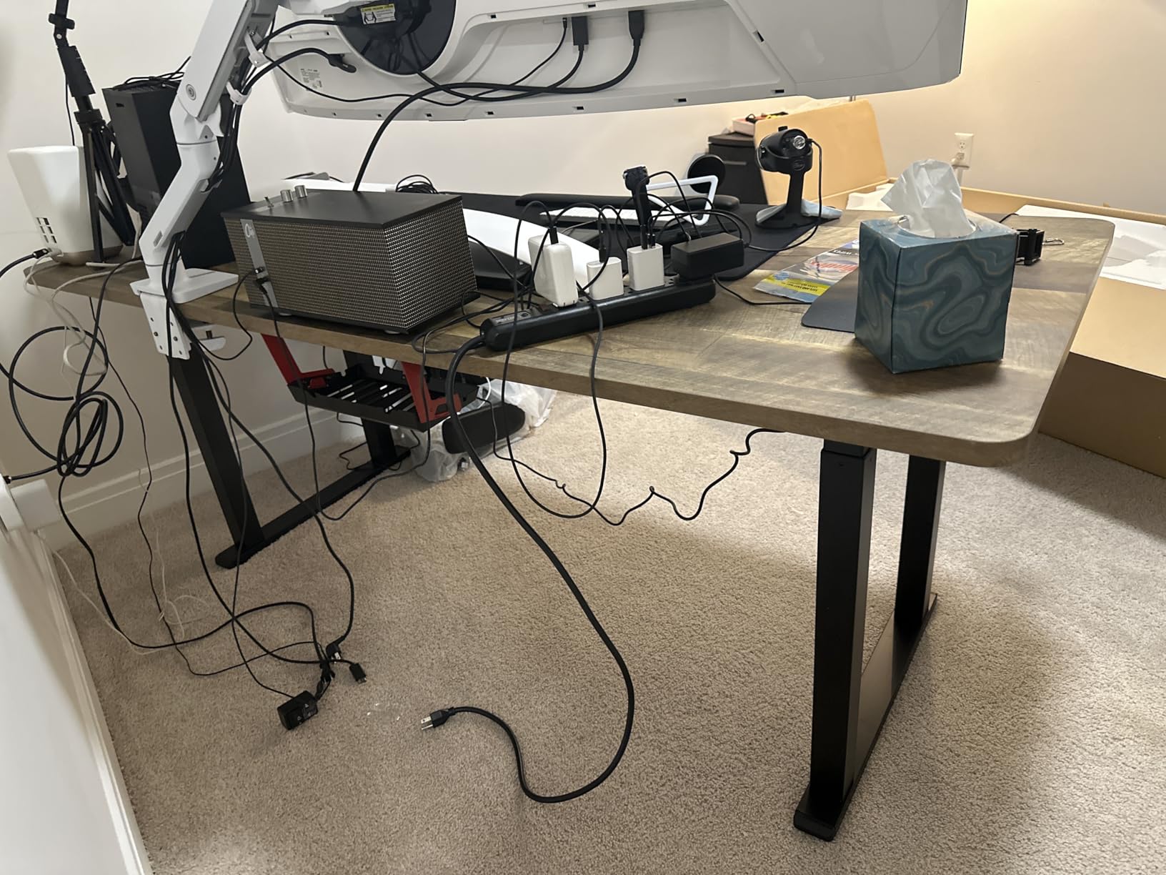 Black 4-Leg Electric Standing Desk Frame, Dual Motor Base | Electric, supports 78.74