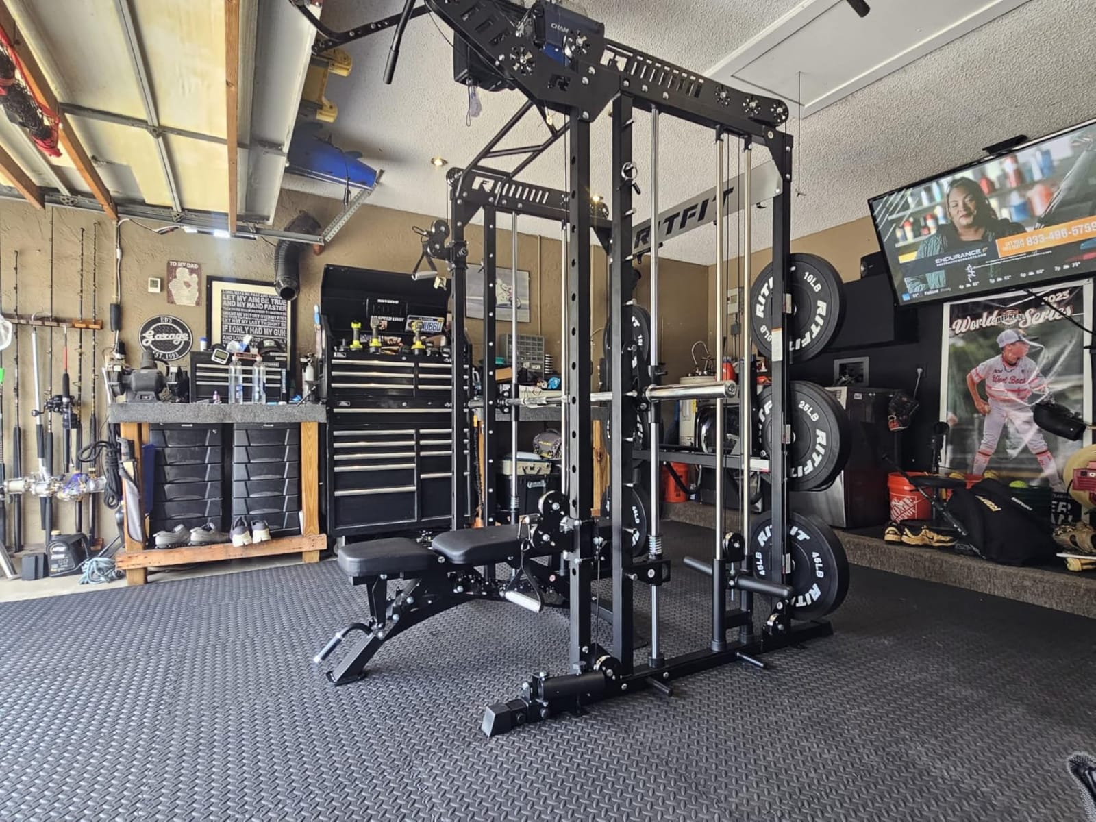RitFit M1 Pro Smith Machine Cable Crossover Power Cage Home Gym | Dual 360 Cables, Barbell & Handles, LAT Pulldown, 1850LBS Weight Capacity customer photo 1
