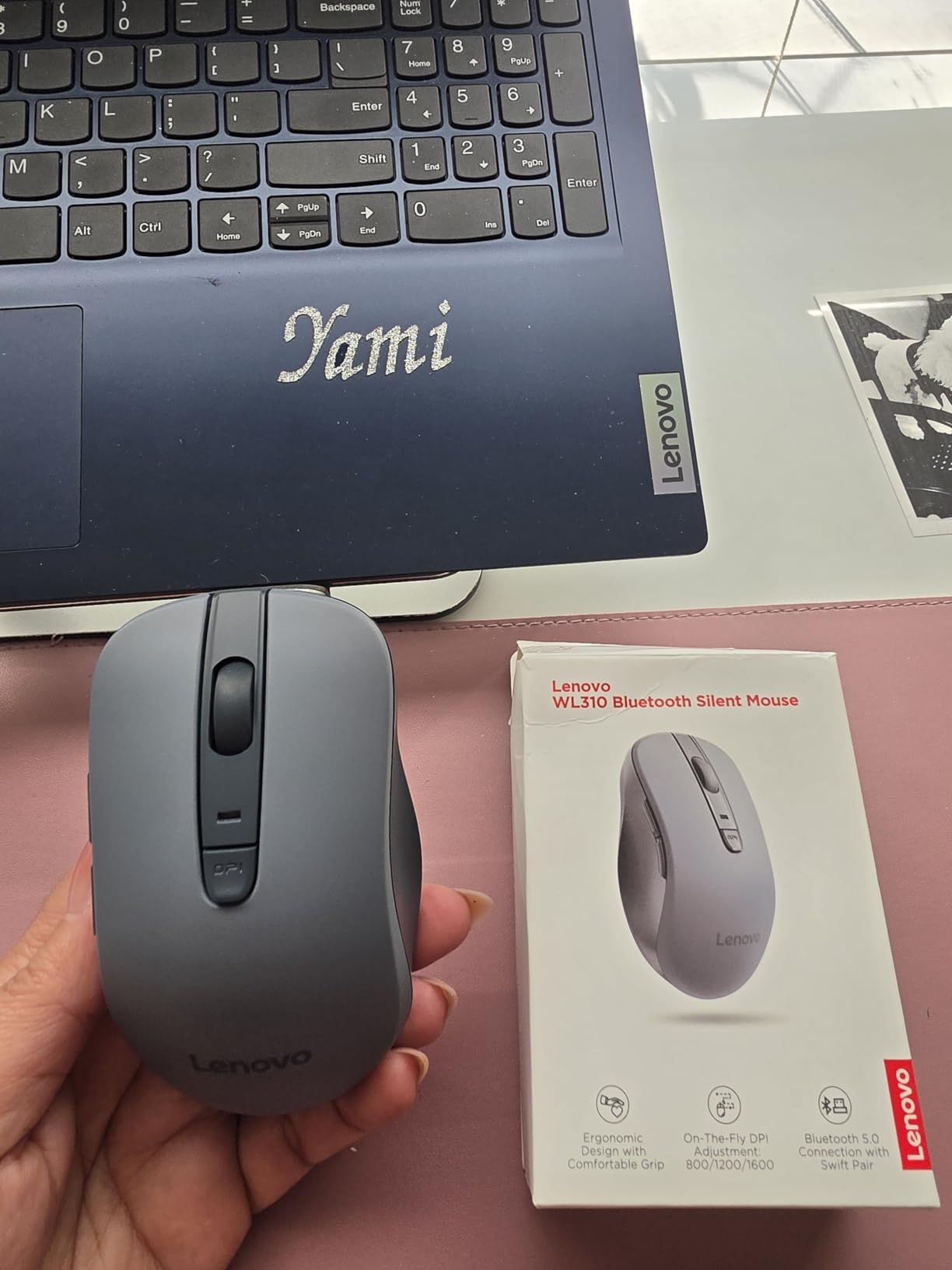 Lenovo WL310 Bluetooth Silent Mouse, Ergonomic, Adjustable DPI, Silent Clicks, Bluetooth 5.0, Portable for Windows, Mac, and Chromebook customer photo 2