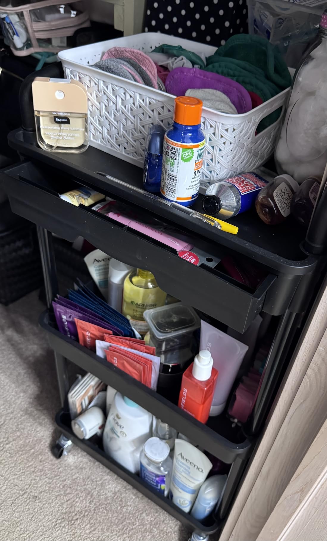 Goovilla 3 Tier Rolling Utility Cart Organizer with Removable Drawer, White customer photo 2