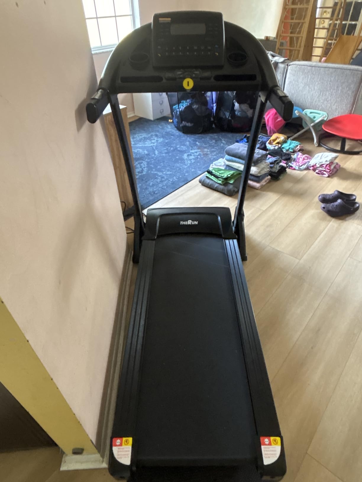 THERUN Treadmill Folding Incline Treadmill 16% Running Treadmill for Home | 16% auto, 400lbs capacity, 4.0HP, with App, heart rate, wide belt, treadmill with cup holder, wide belt, hydraulic folding customer photo 1