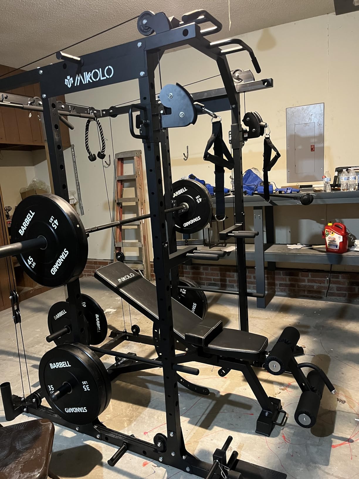 Power Cage, Power Rack with Cable Crossover System, 1500LBS Squat Rack with LAT Pull Down System, Workout Cage with Pulley System for Fitness Home Gym customer photo 1