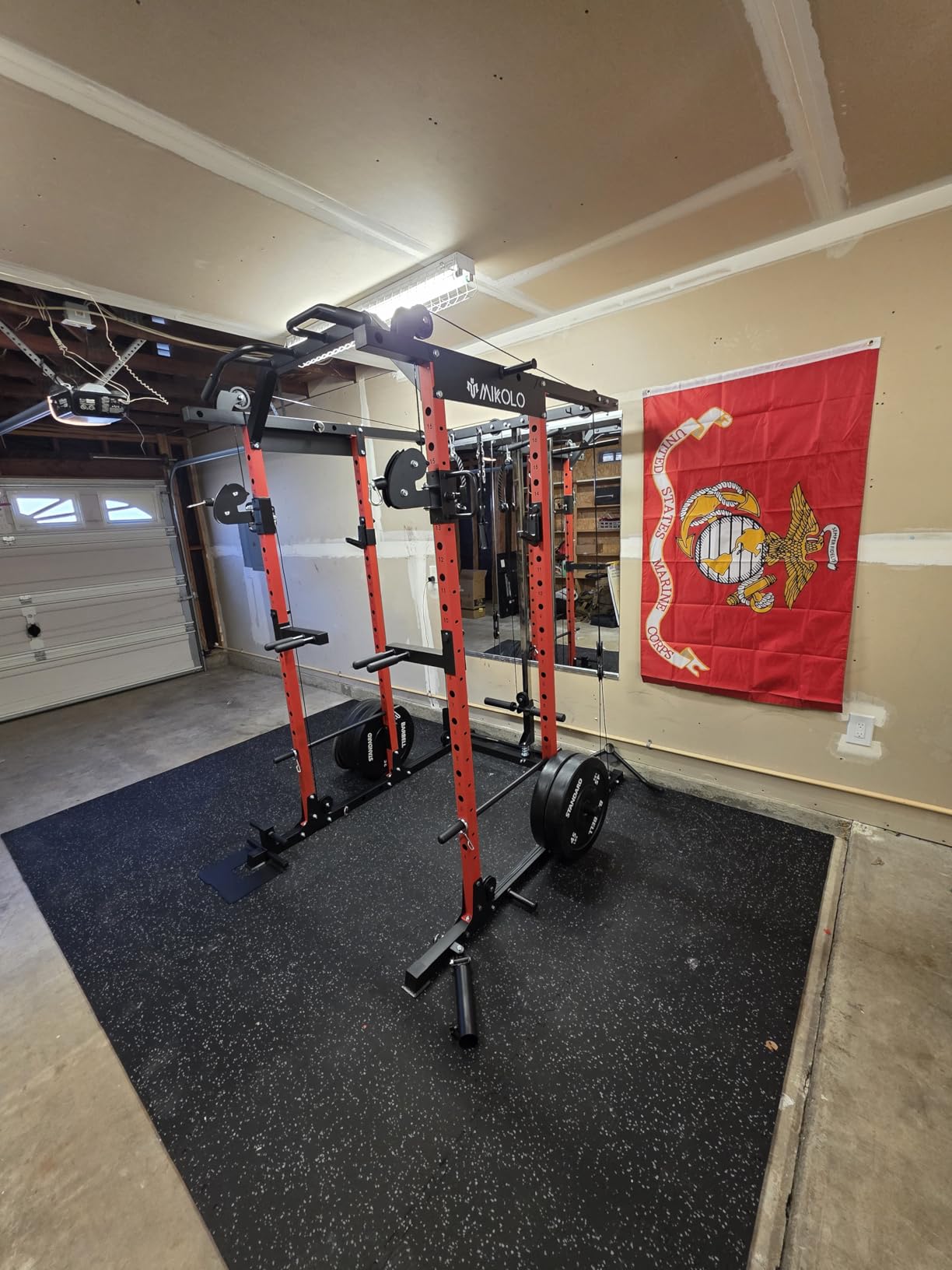 Power Cage, Power Rack with Cable Crossover System, 1500LBS Squat Rack with LAT Pull Down System, Workout Cage with Pulley System for Fitness Home Gym customer photo 2