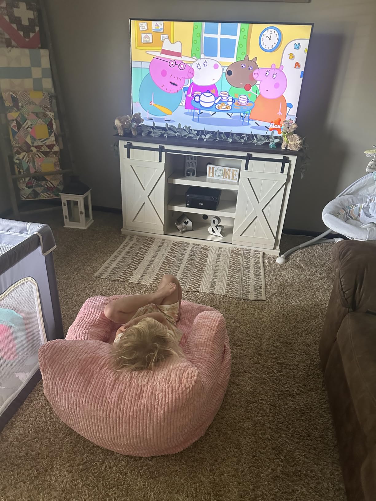MAXYOYO Kids Bean Bag Chair, Stuffed Toddler Bean Bag Sofa with Filler Bean Bag Chair for Boys and Girls, Lazy Sofa with Pocket Floor Chair for Gaming, Reading, Beige customer photo 1