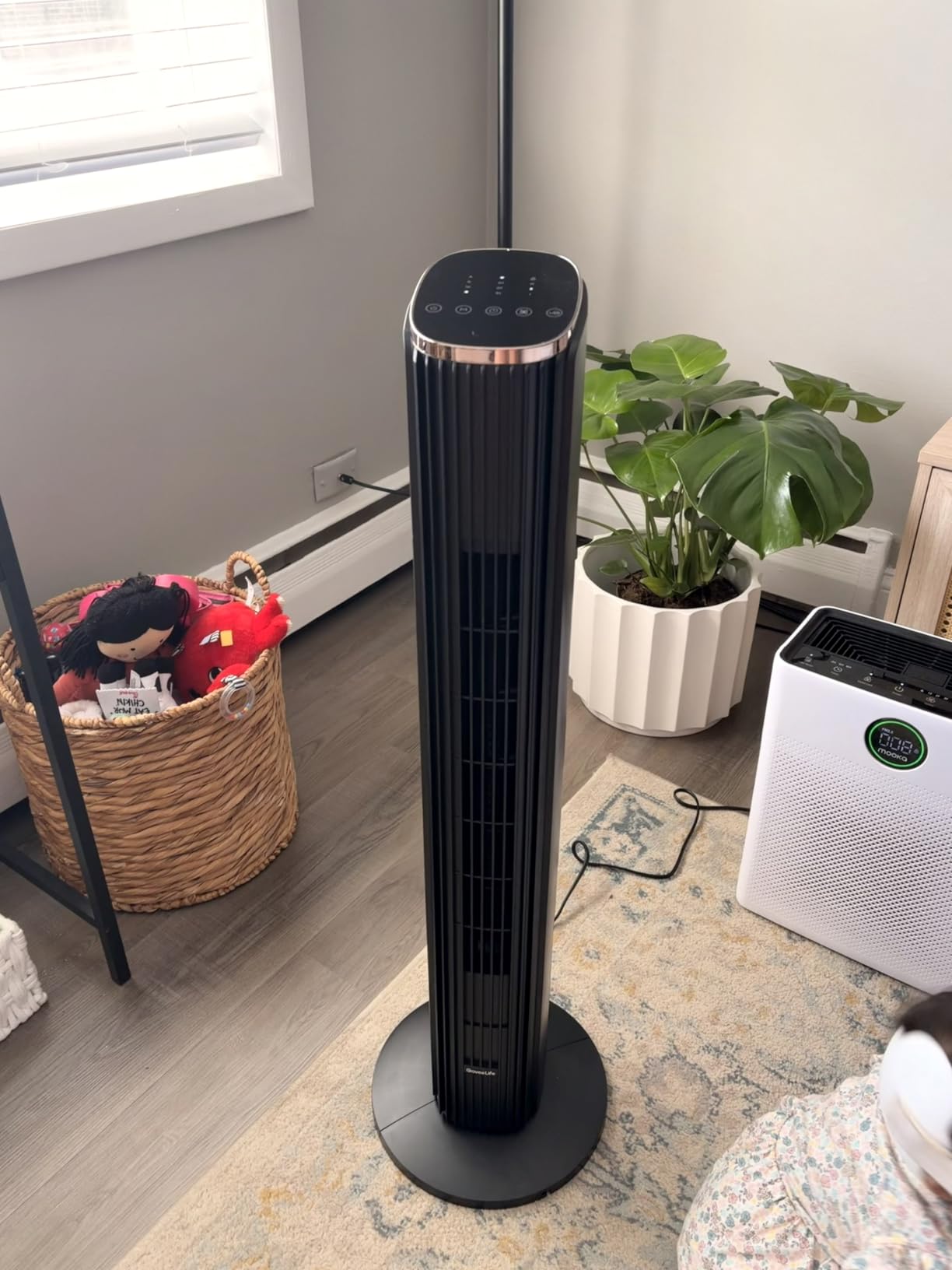 GoveeLife 36 in. Black Tower Fan for Bedroom, 5 Modes 8 Speeds up to 25ft/s | Smart Floor Fan with App/Voice Control, Temp Sensor, 29dB Bladeless Oscillating Fan for Office, 24H Timer, Auto Cooling customer photo 1
