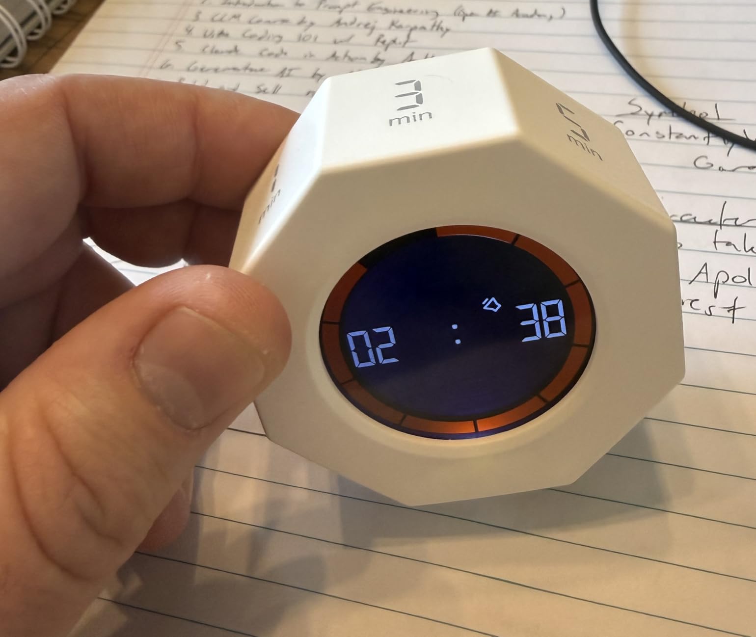 Rechargeable Pomodoro Timer, Small Gravity Timer (Pearl White) | Seven Preset Flip Times (1/3/5/15/30/60/90 min) and Count-Up Mode: Digital Kitchen Timer for Cooking, Work, and Study customer photo 2