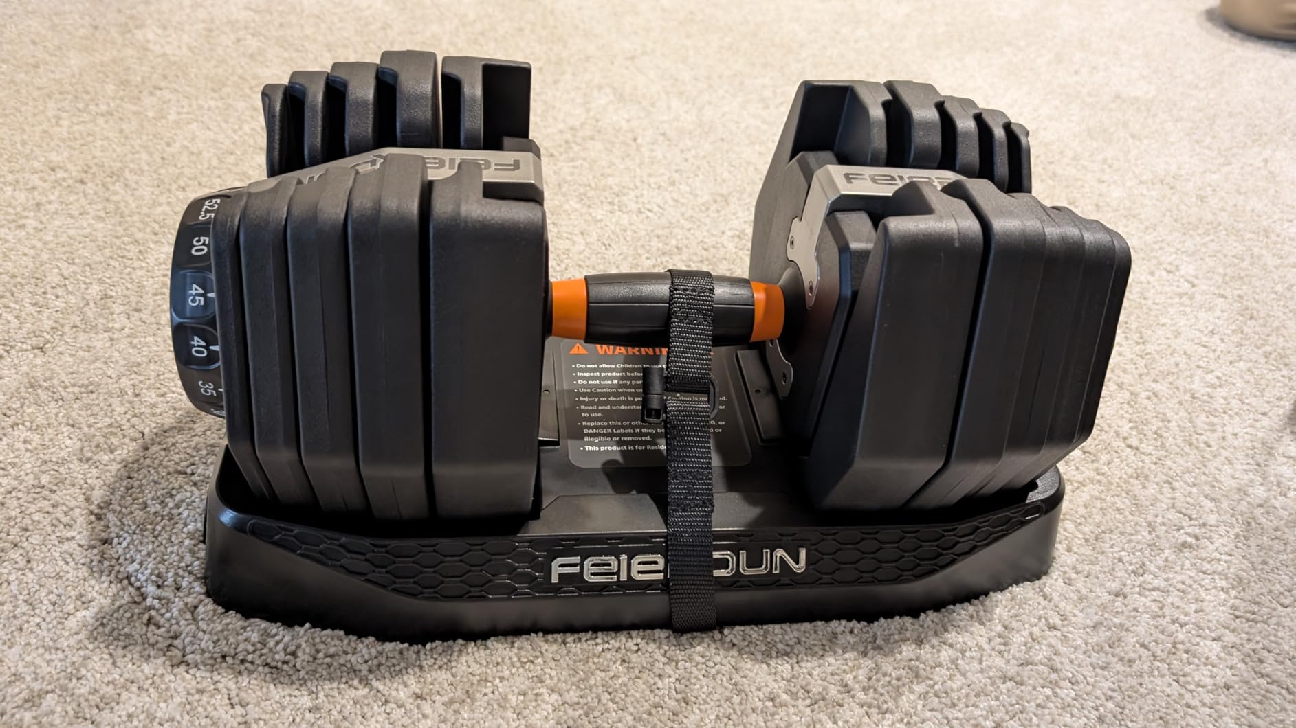 FEIERDUN DB1 QuickDial Adjustable Dumbbell Set, 15-in-1 Adjustable Weights with Storage Box & App, 105lb/52.5lb Quick Change customer photo 2