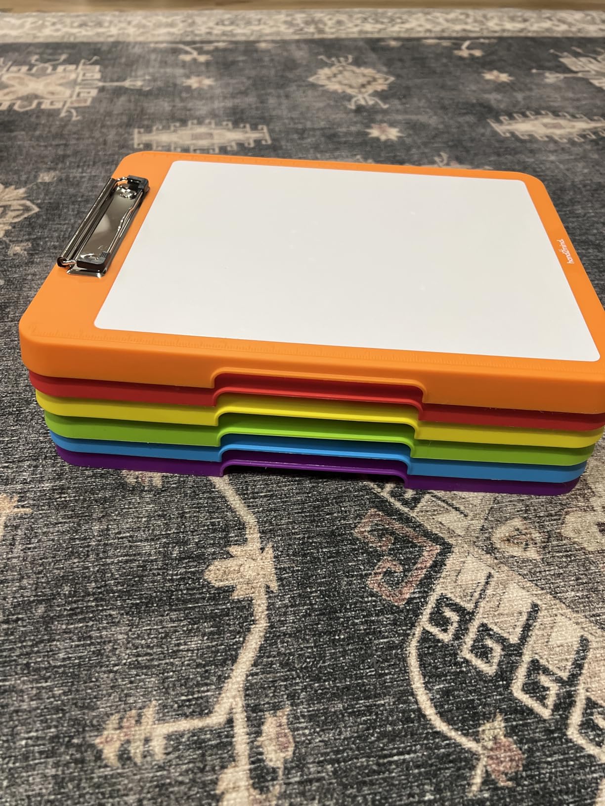 hand2mind Rainbow Writing Slant Boards, Desktop Whiteboard Clipboards, Reusable Handwriting Practice for Kids, Learn to Write Letters, Classroom Teacher Supplies, Multicolored, Set of 6 customer photo 2