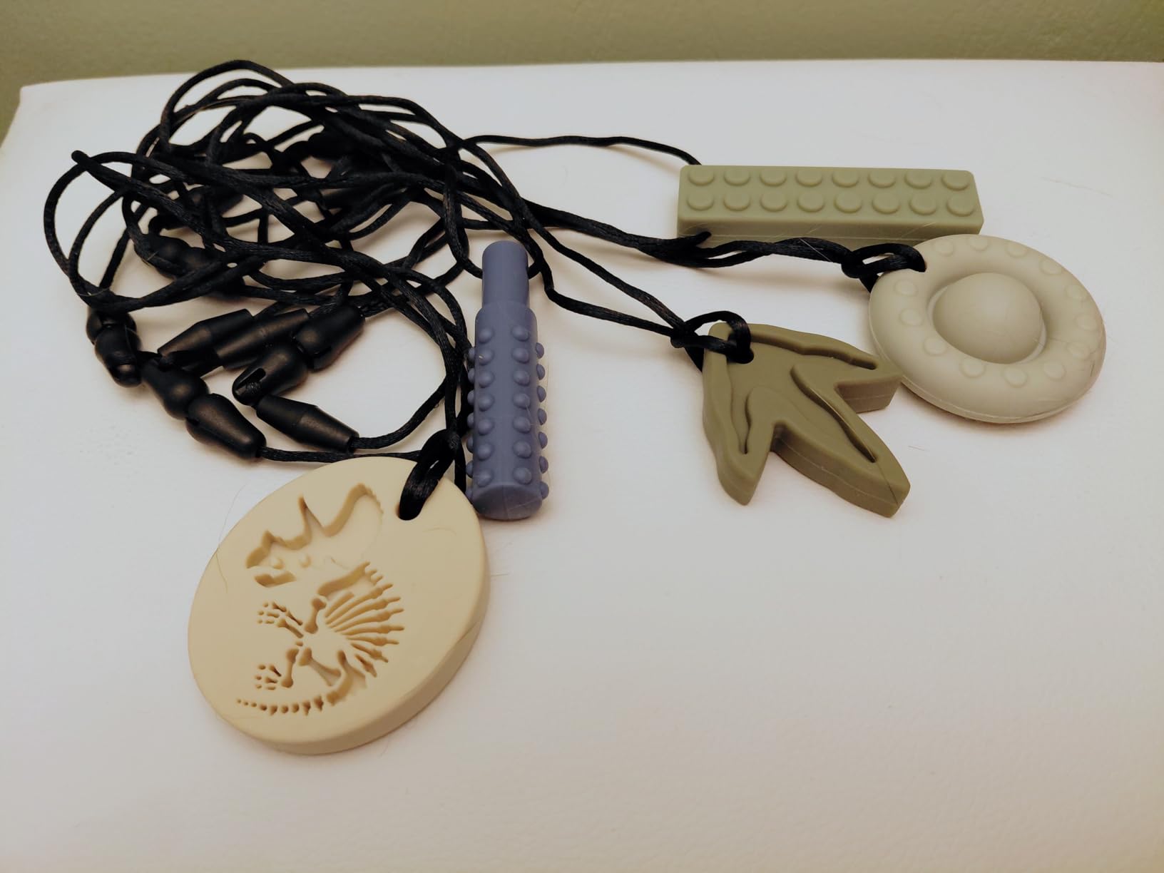 MISSLILI Sensory Chew Necklaces for Aggressive Chewers | Silicone Chewelry for Autism, ADHD, Oral Motor Therapy & Baby Teething - Dinosaur (BPA-Free, Textured Surface) customer photo 2