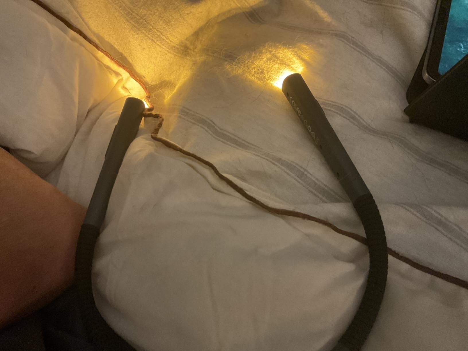 Gritin Book Light, Eye Caring 4-Color&5-Brightness Neck Light Reading Light | Stepless Dimming, 30-min Timer, 80+ Hrs Runtime, Bendable Round Neck Design, Lightweight for Reading, Knitting, Repairing customer photo 2