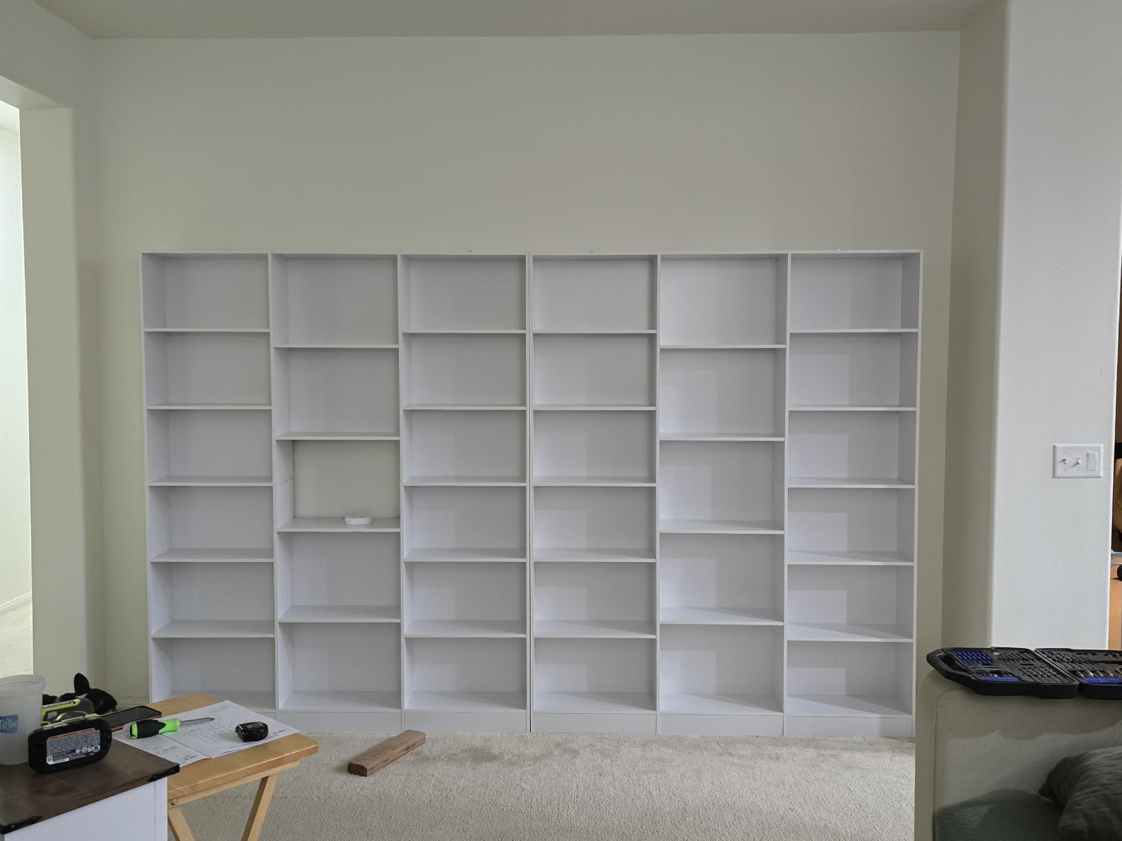 Triple Wide Bookshelf, Large Bookshelf with 17 Display Shelves | Tall Bookcases and Bookshelves, 58.7'' Extra Wide Book Shelves, 5/6 Tier Shelves for Living Room, Office, Library, Light Oak customer photo 2