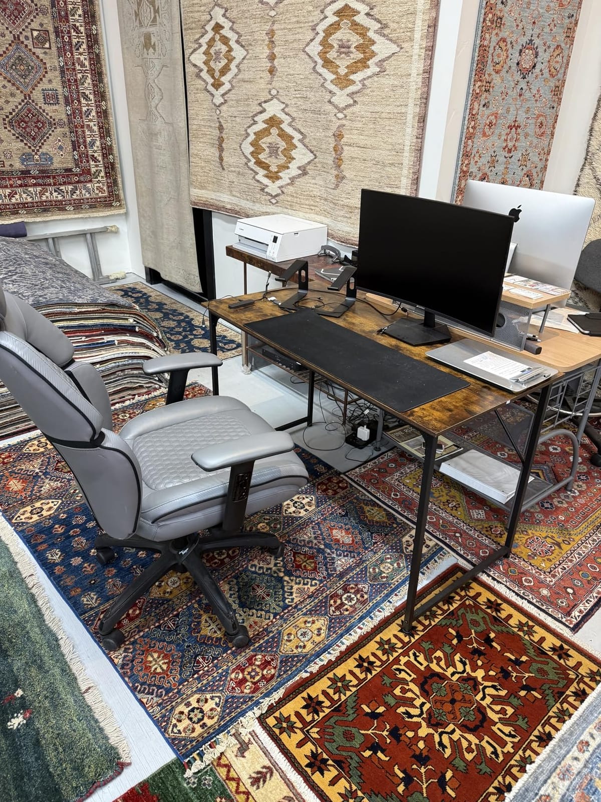 PRAISUN 47 X 24 Inch Computer Desk with Deeper Desktop, Gaming Office Writing Work Desk for Home Office, Study, Bedroom, Work from Home, Metal Frame, Rustic Brown customer photo 1
