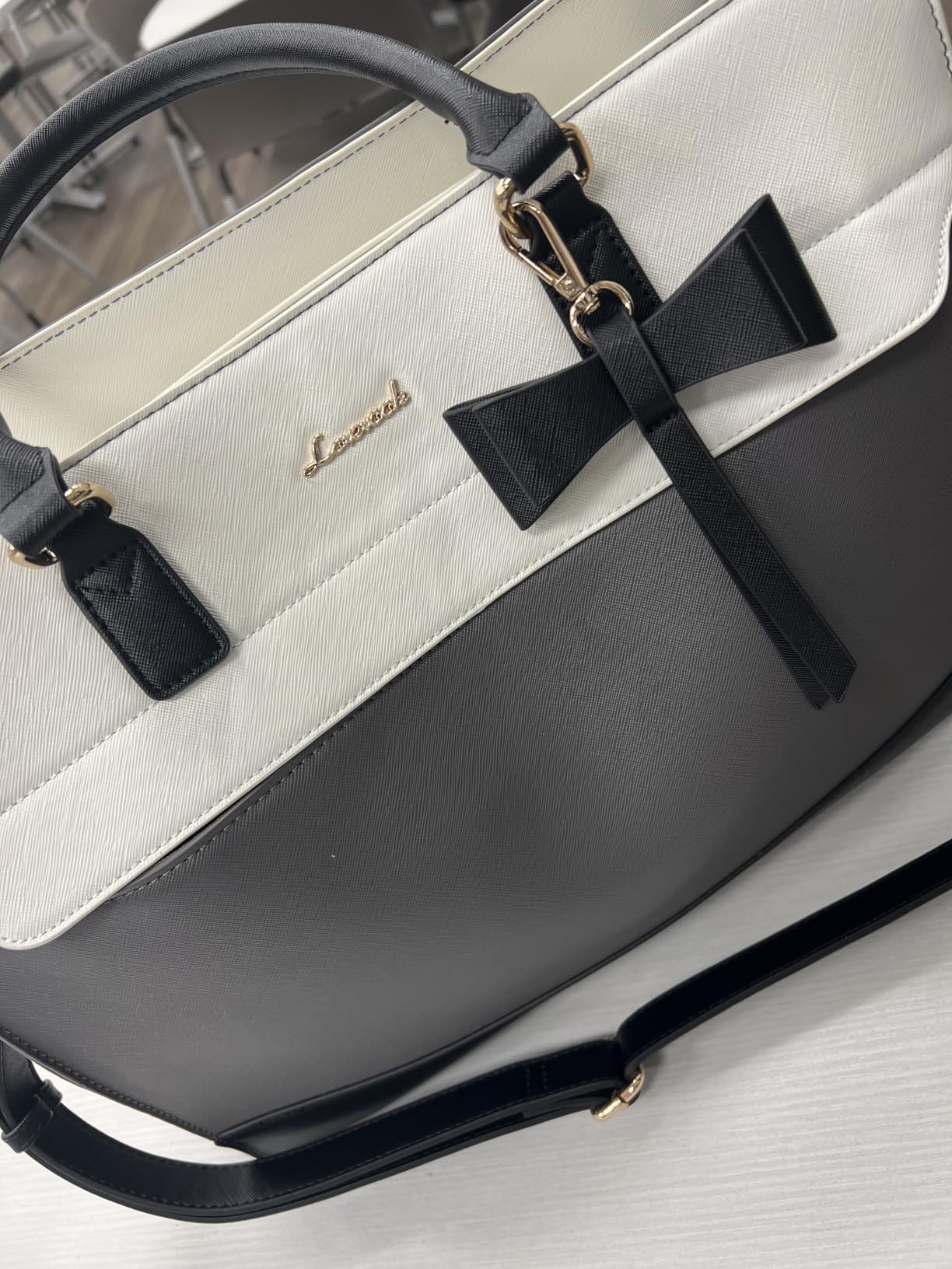 LOVEVOOK Laptop Tote Bag for Women, Leather Work Bag, Waterproof Business Teacher Bag, Large Computer Handbag Purse Briefcase, Office Gifts for Women customer photo 1