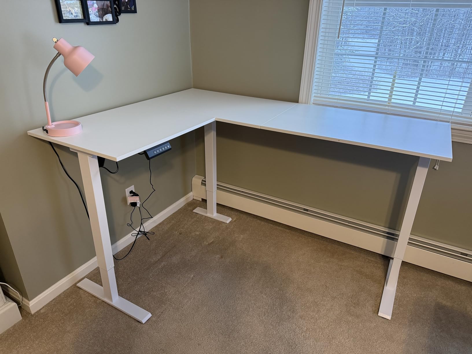 Casaottima 63 Inch L Shaped Electric Standing Desk, Home Office, White | Reversible Corner Desk with Height Adjustment, Ergonomic Sit Stand Table for Home Office, Computer Workstation customer photo 1