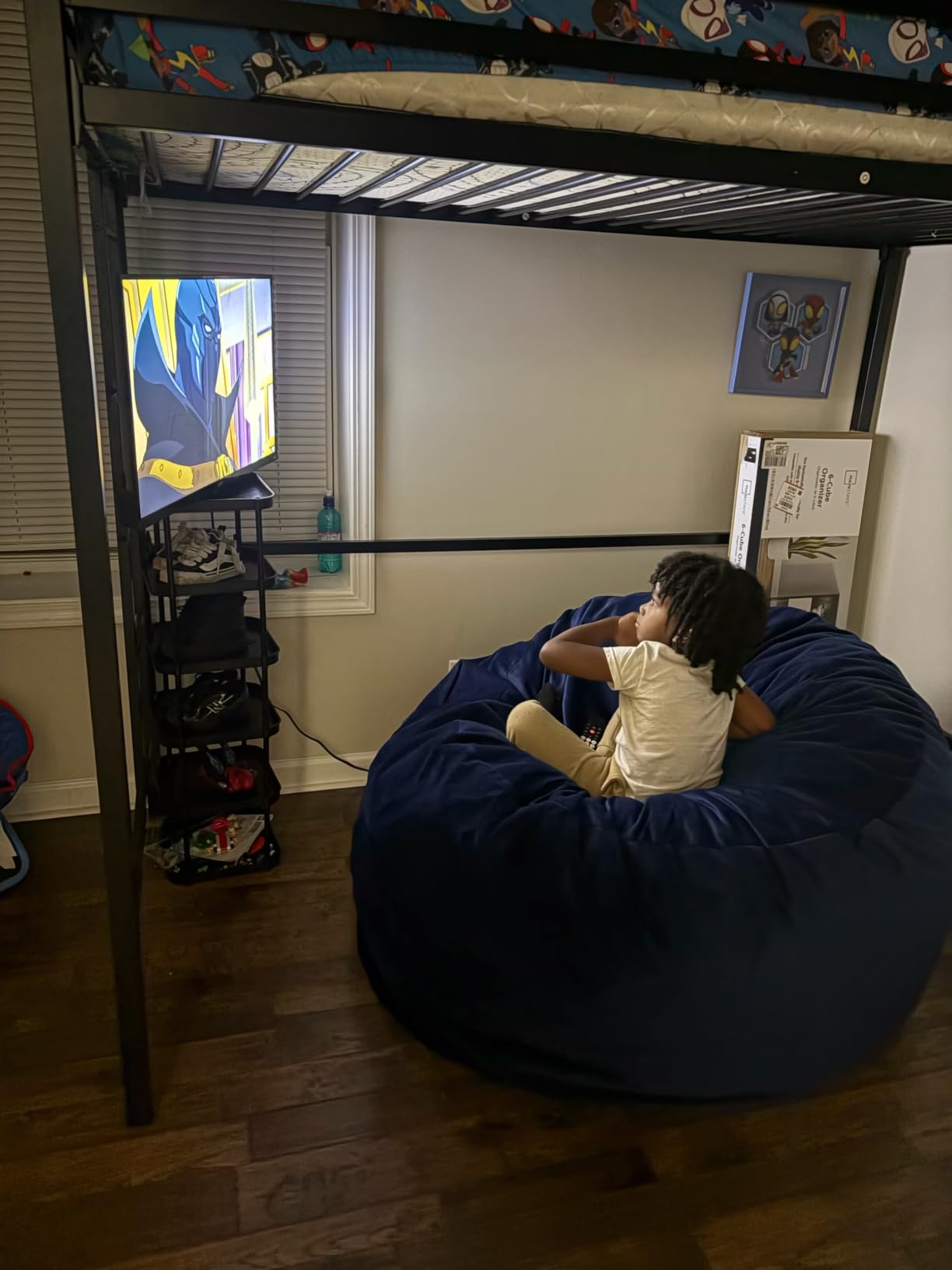 Bean Bag Chairs for Kids- Small Bean Bag Convertible Floor Sofa | 3 IN 1 Lounger Couch Sofa, Memory Foam Filling, Removable Velvet Cover, Machine Washable, Classroom Reading Nook Charcoal customer photo 2
