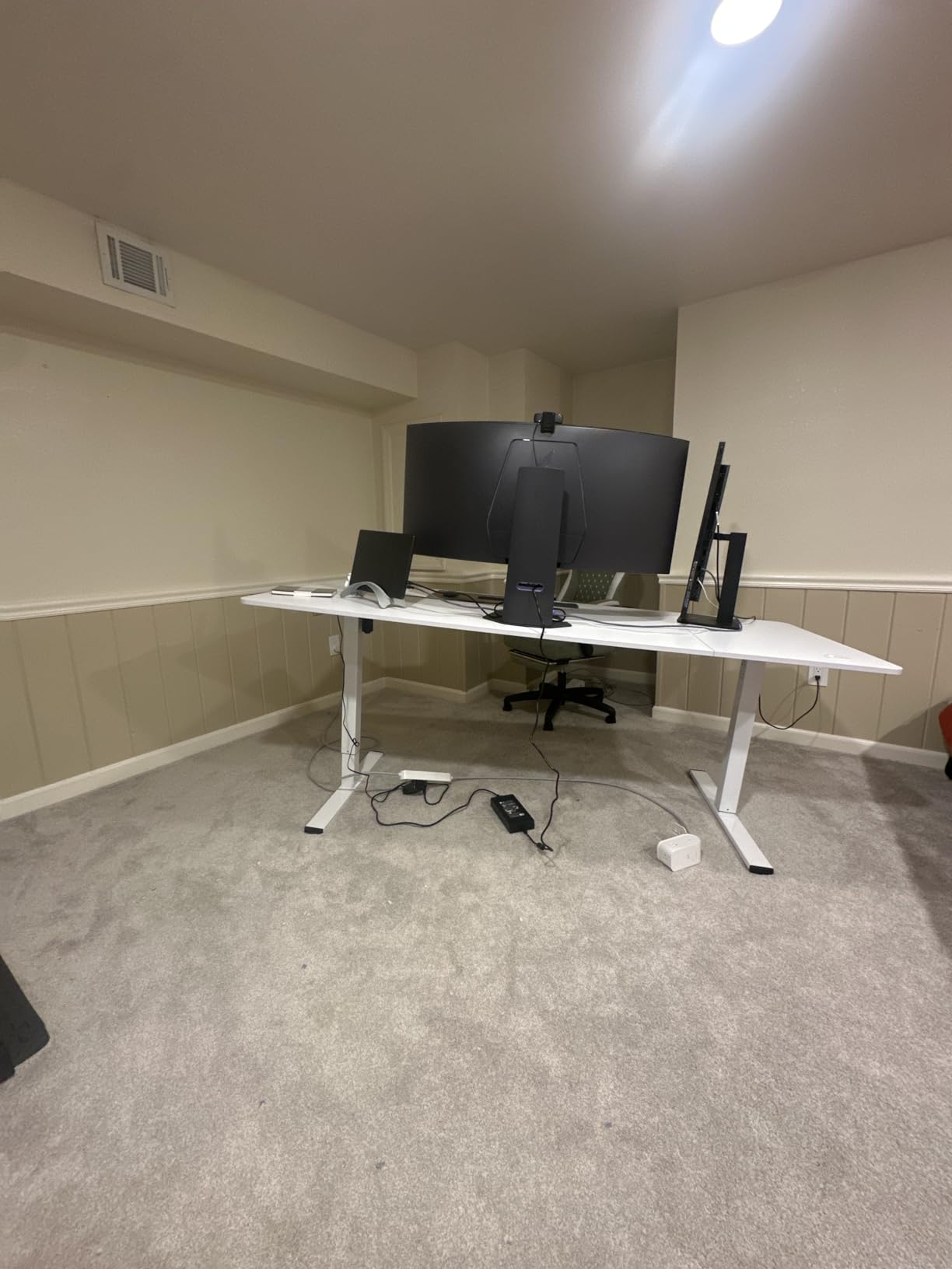 SANODESK 79''x32'' Large Electric Computer Height Adjustable Standing Desk | Ergonomic Electric Stand Up Desk with Memory Presets Splice Board for Home Office, Computer Workstations, Black Frame+Black top customer photo 2