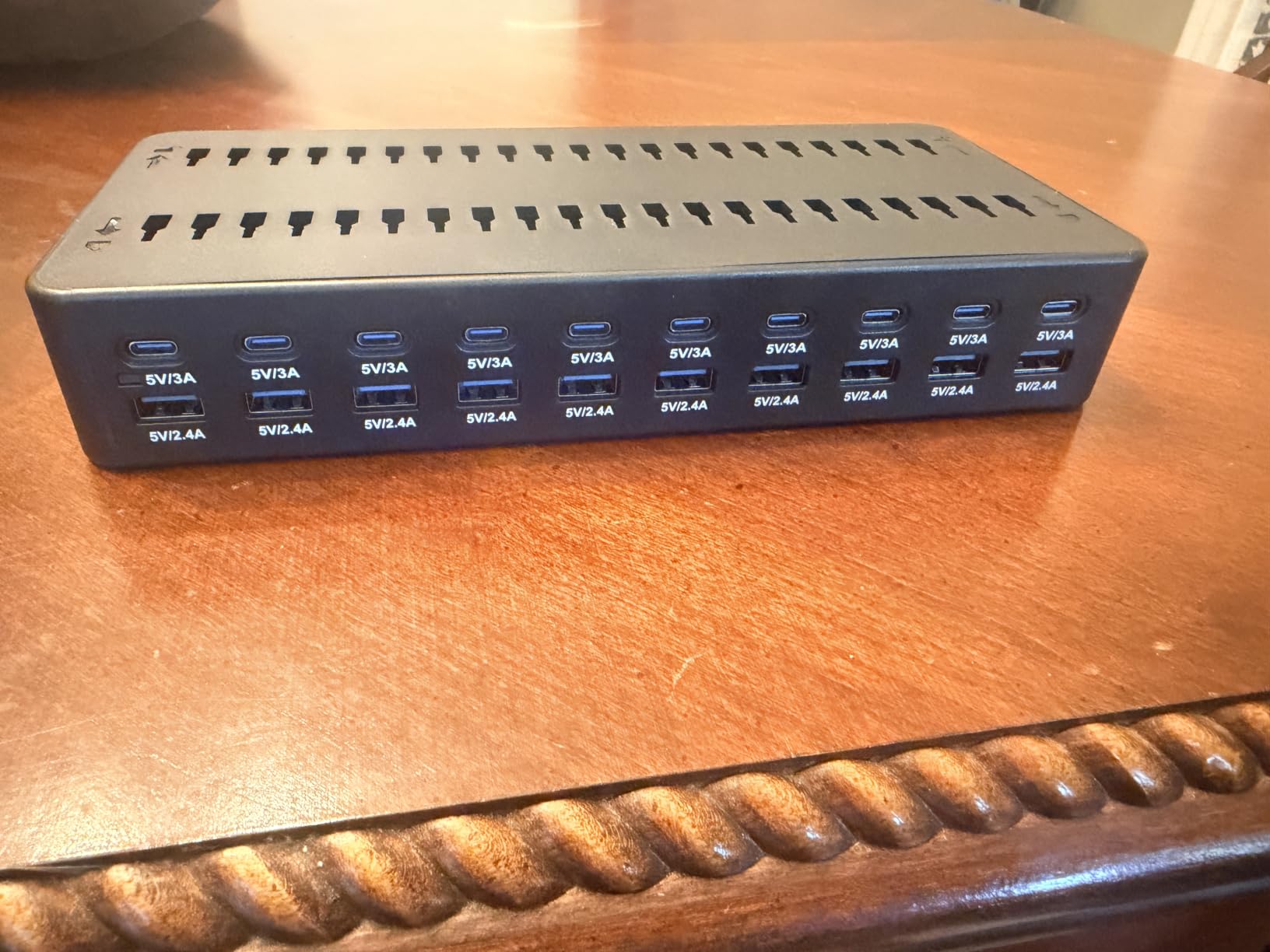 20-Port 270W Charging Station for Multiple Devices, USB Charger Station | with Adjustable Dividers & 10 Cables, Multi Device Organizer Charging Dock for iPhone, iPad, Tablets & More(Black) customer photo 1