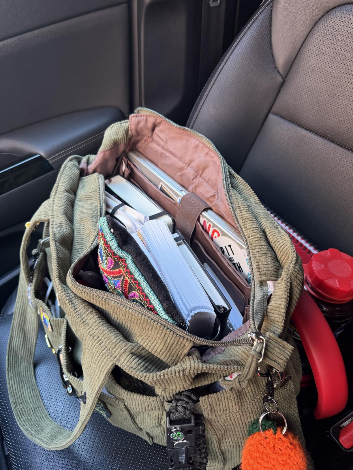 Bagstellar Corduroy Tote Bag for Women, 17 Pockets Laptop Work Tote Bag Lightweight Teacher Nurse Bible Bag for School Travel | with 40oz Cup Holder customer photo 2