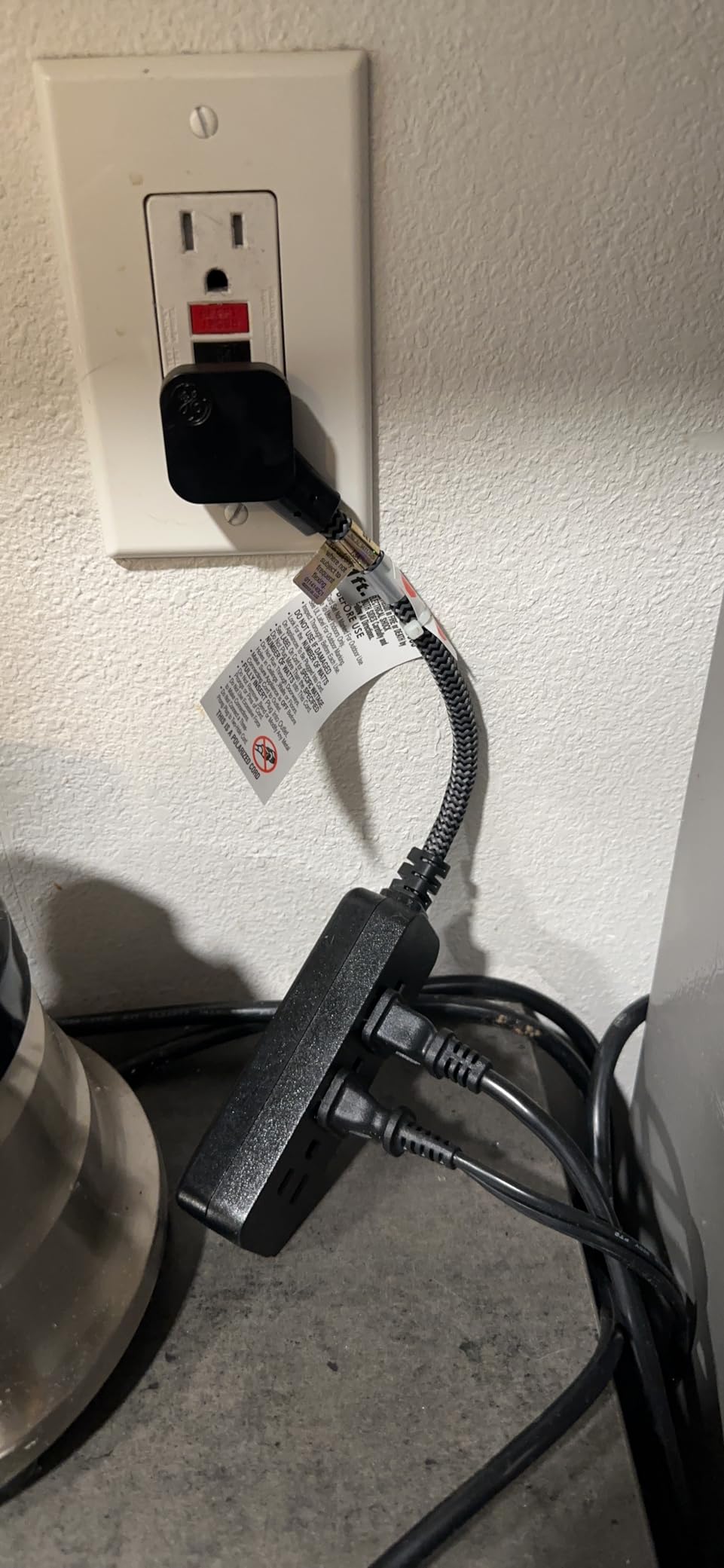 GE 2 USB C Extension Cord Power Strip, 2 Outlets, 4 Ft Braided Cord | Flat Plug, 245 Joules, 12W Charging Power, 16AWG, ETL Safety Certified, White, 87434 customer photo 2