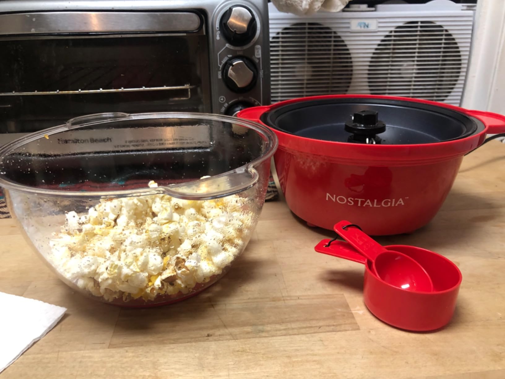 Nostalgia Electric Stirring Popcorn Maker - 2 Qt Capacity - Large Dual-Purpose Lid & Serving Bowl - Great for Gifts, Movie Nights, & Snacks - Aqua customer photo 1