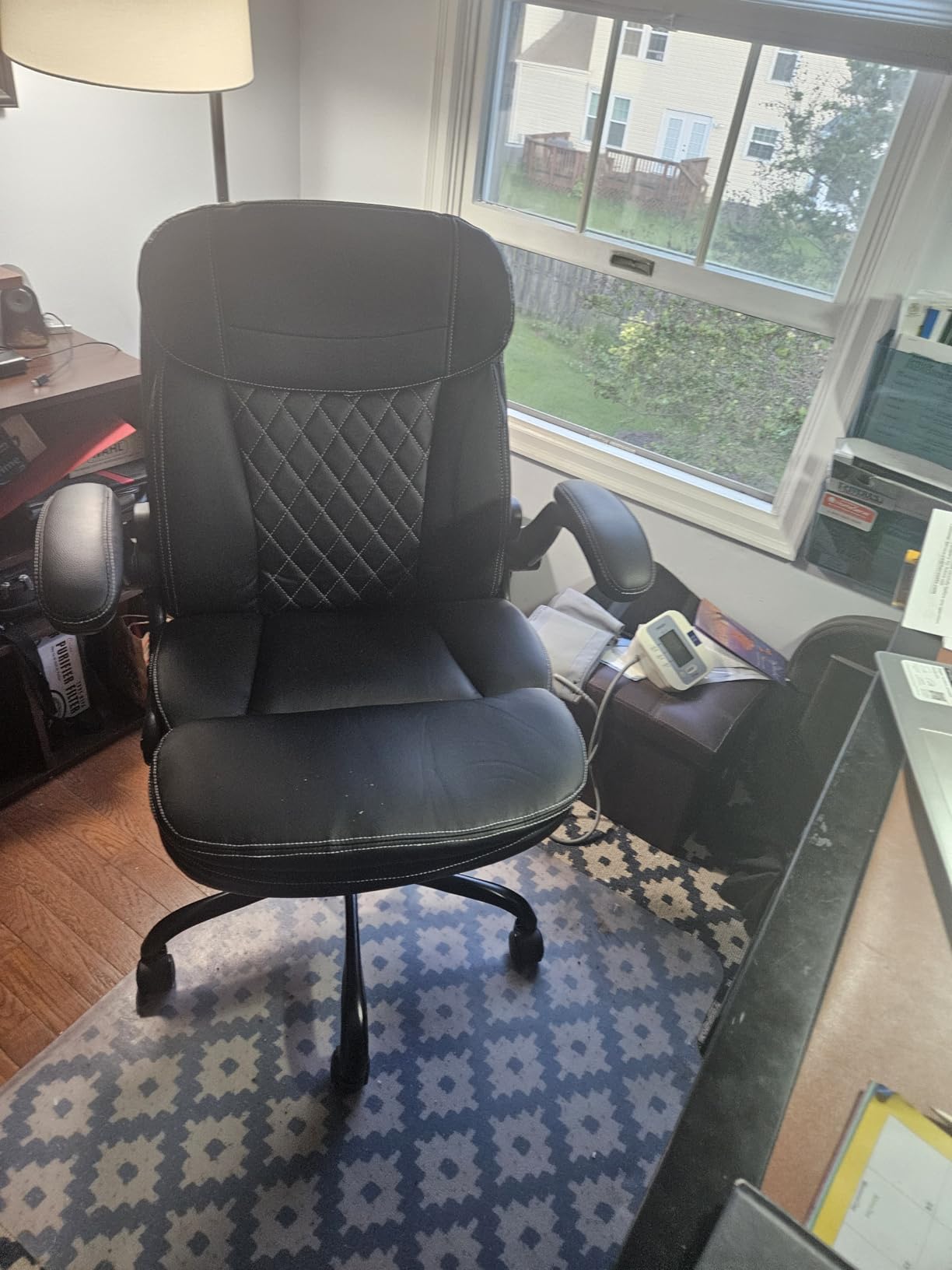 Leather Office Chair, Upgraded PU Computer Desk Chairs with Double-Layer Seat Cushion and Neckrest, 360° Swivel, Ergonomic Small Gaming Chair with Wheels and Adjustable Armrests for Short People, Grey customer photo 2