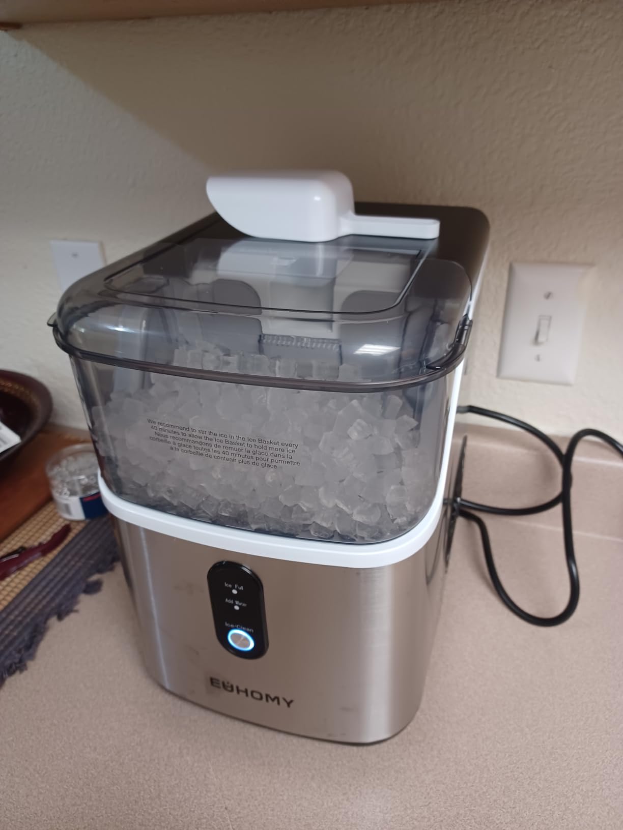 EUHOMY Nugget Ice Maker Countertop, Ready in 7 Mins, 35Lbs/24H Pebble Ice Maker Machine, Self-Cleaning Countertop Sonic Ice Makers with Ice Scoop&Basket, Stainless Steel customer photo 1