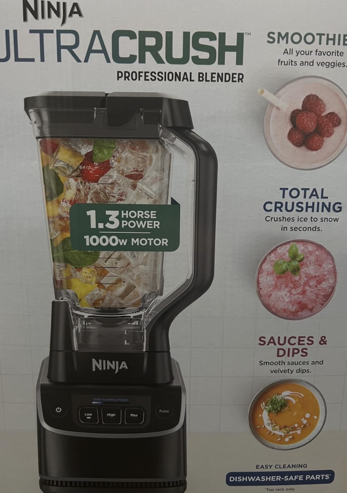 Ninja UltraCrush Professional Blender, 1000W, 72oz Pitcher, 3 Speeds, BP201 | 1000W Total Crushing blades power through ice & fruit. XL 72-oz pitcher, 3 manual speeds plus pulse. Dishwasher safe. customer photo 1