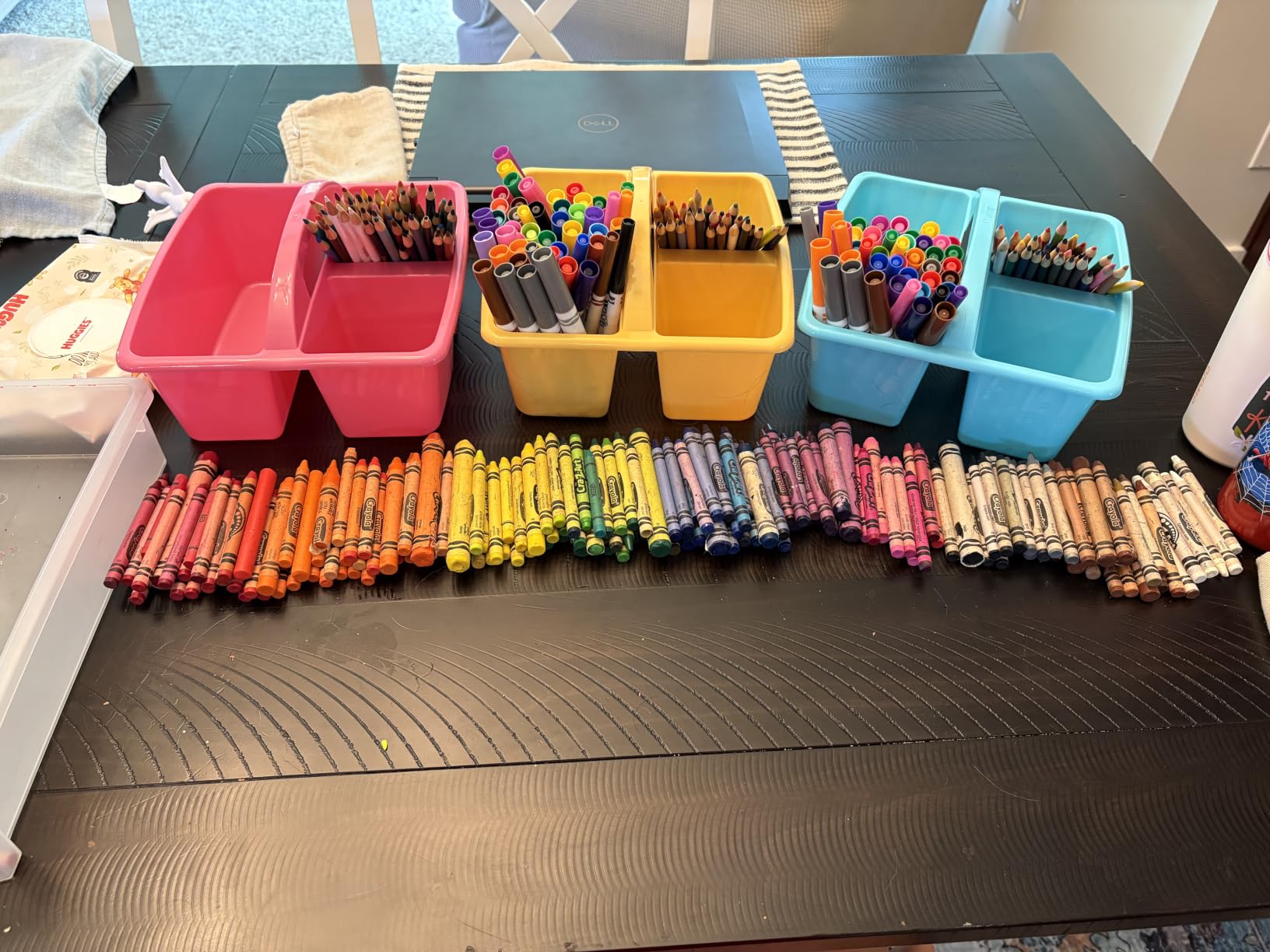 6 Pack 3 Compartment Small Caddy Plastic Classroom Organizer with Handle Portable Teacher Supply Storage Caddy Craft Art Caddies for Pencil, Crayon, Marker, Home, Office, School Supplies (Pastel) customer photo 1