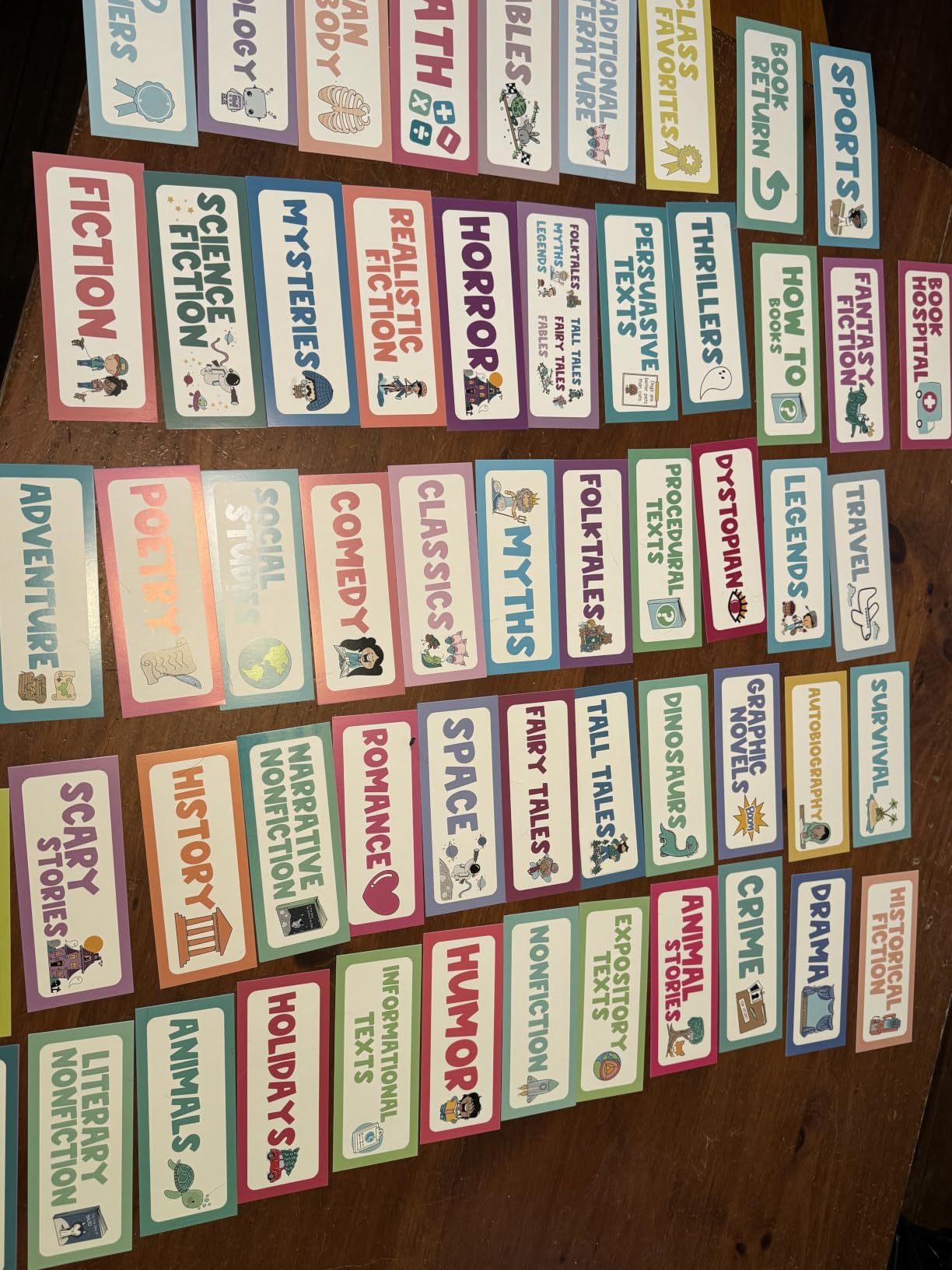 56 Pcs Back to School Classroom Library Labels for School Genre Topic Book Classroom Library Organization Teacher Supplies Cards for Book Bins Bookshelf Reading Corner(Classic) customer photo 1