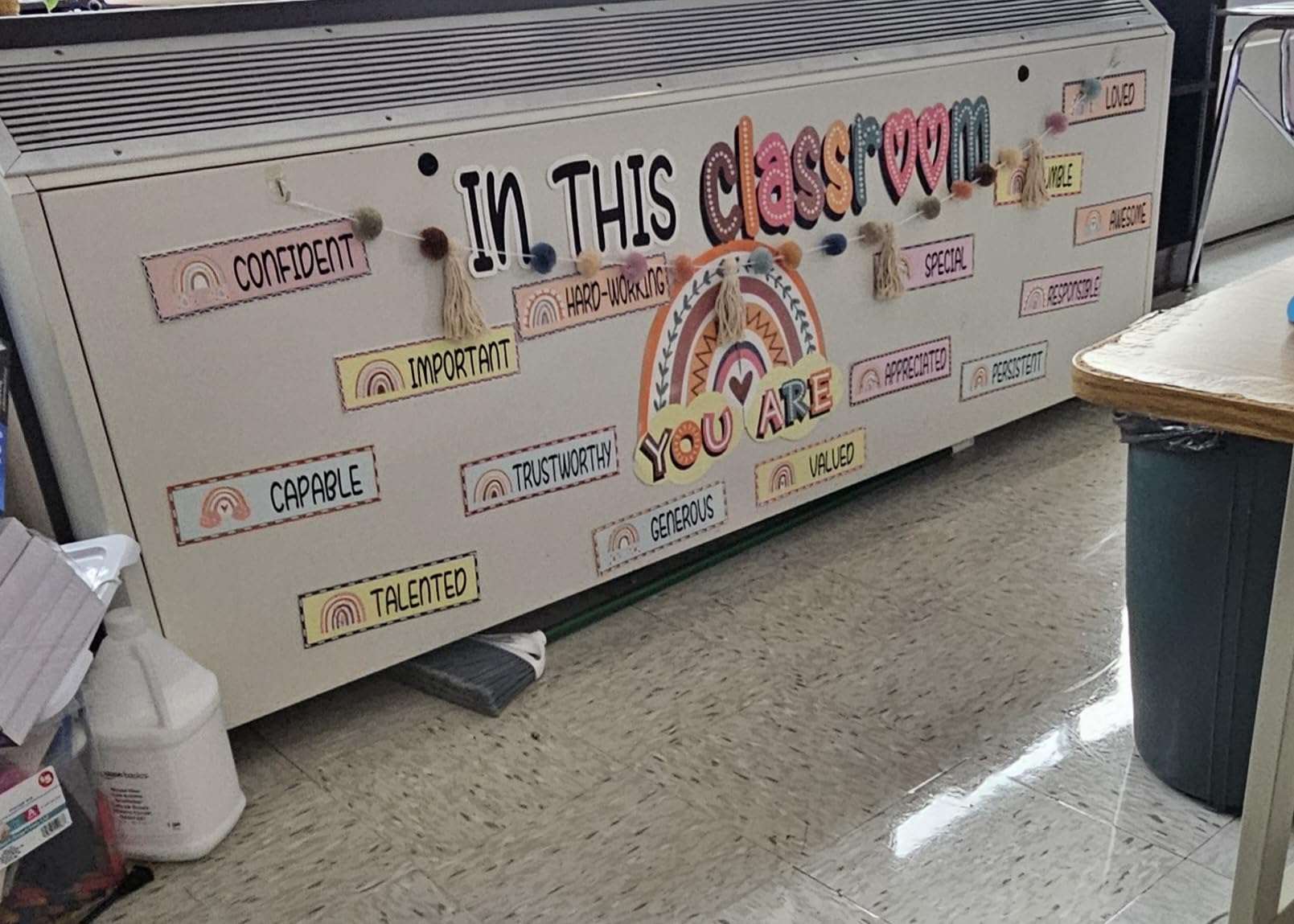 in This Classroom You are Bulletin Board Set, Rainbow Motivational Bulletin Board Decor with Happy Face Daisy Positive Affirmations Cutouts for Teacher Back to School Classroom Wall Door Decor customer photo 2