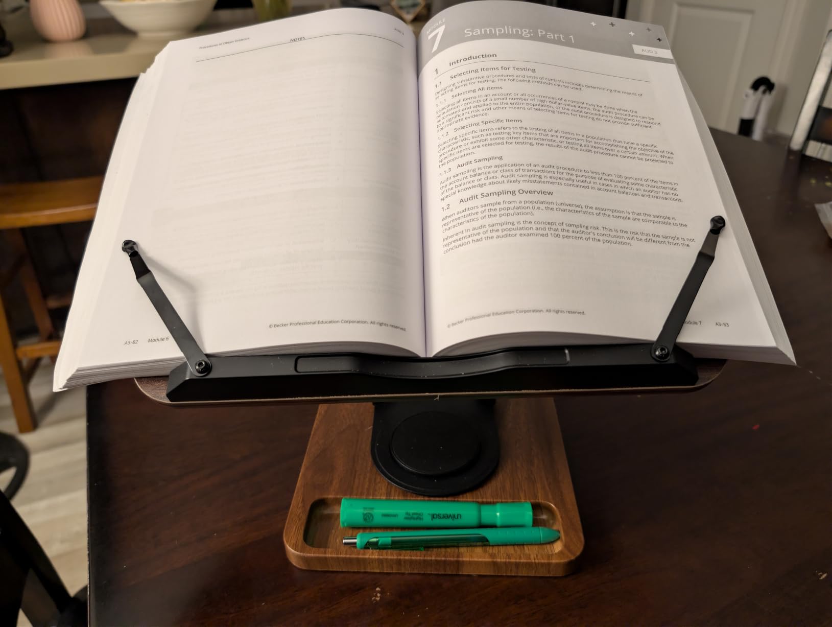 LOXP Book Stand with Storage, 360° Rotating Cookbook Stand, Ergonomic | Adjustable height angle, Hands-free, anti-slip base, Elastic Page Clips for Laptop Tablet, Foldable for Kitchen School customer photo 1